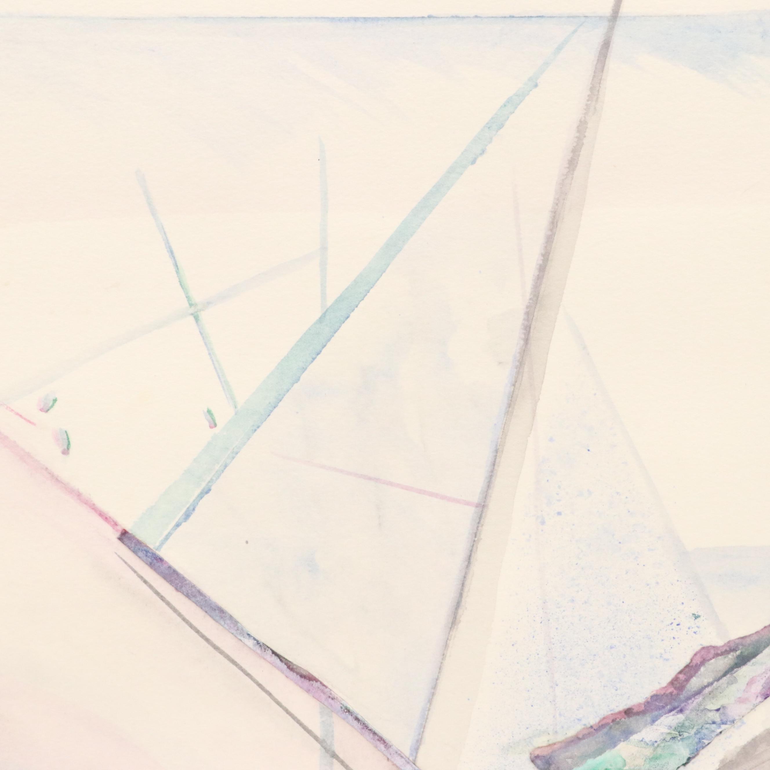 Susan Snyder Abstract Diptych Watercolor Painting, 1986