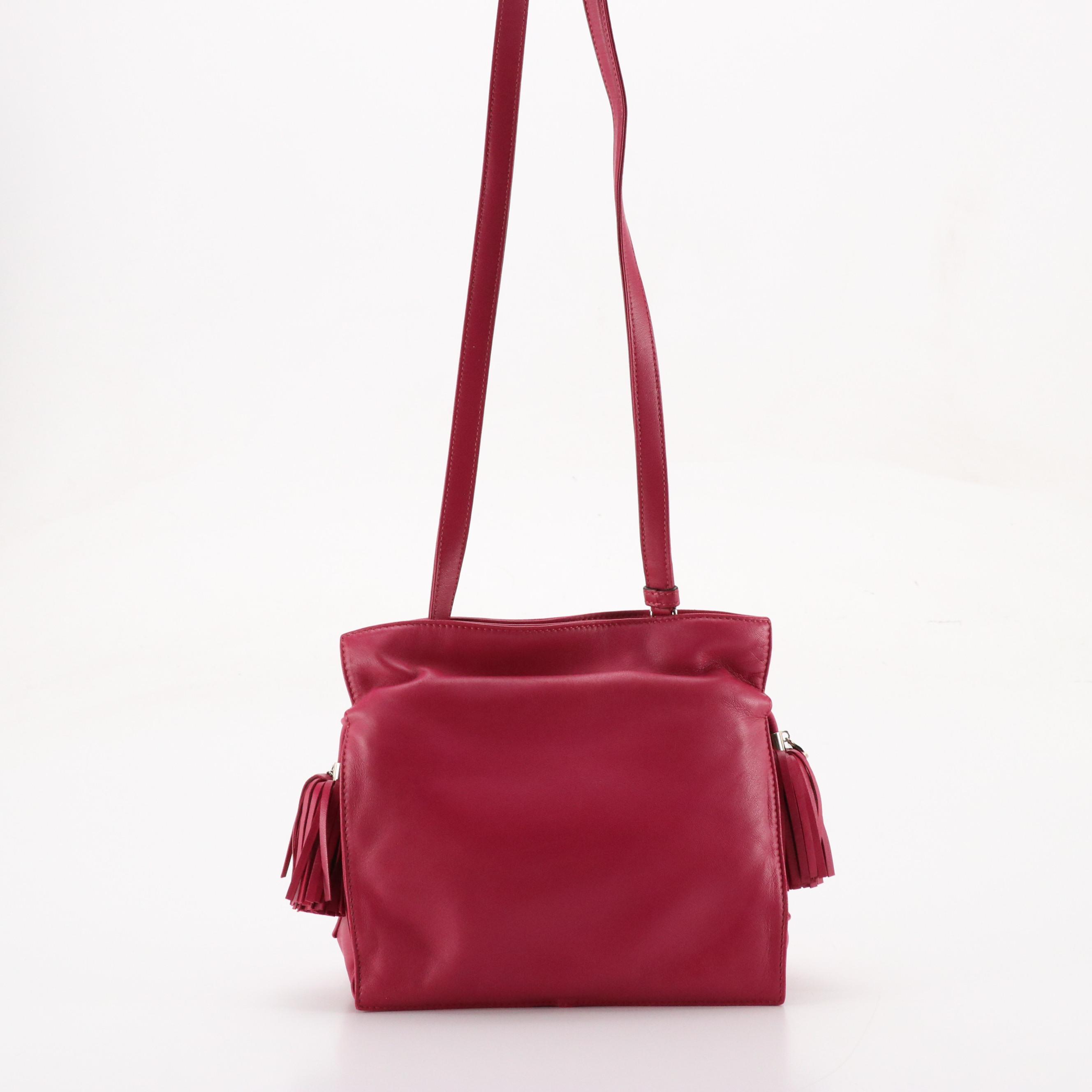 Loewe Flamenco Tassel Shoulder Bag in Fuchsia Lambskin Leather
