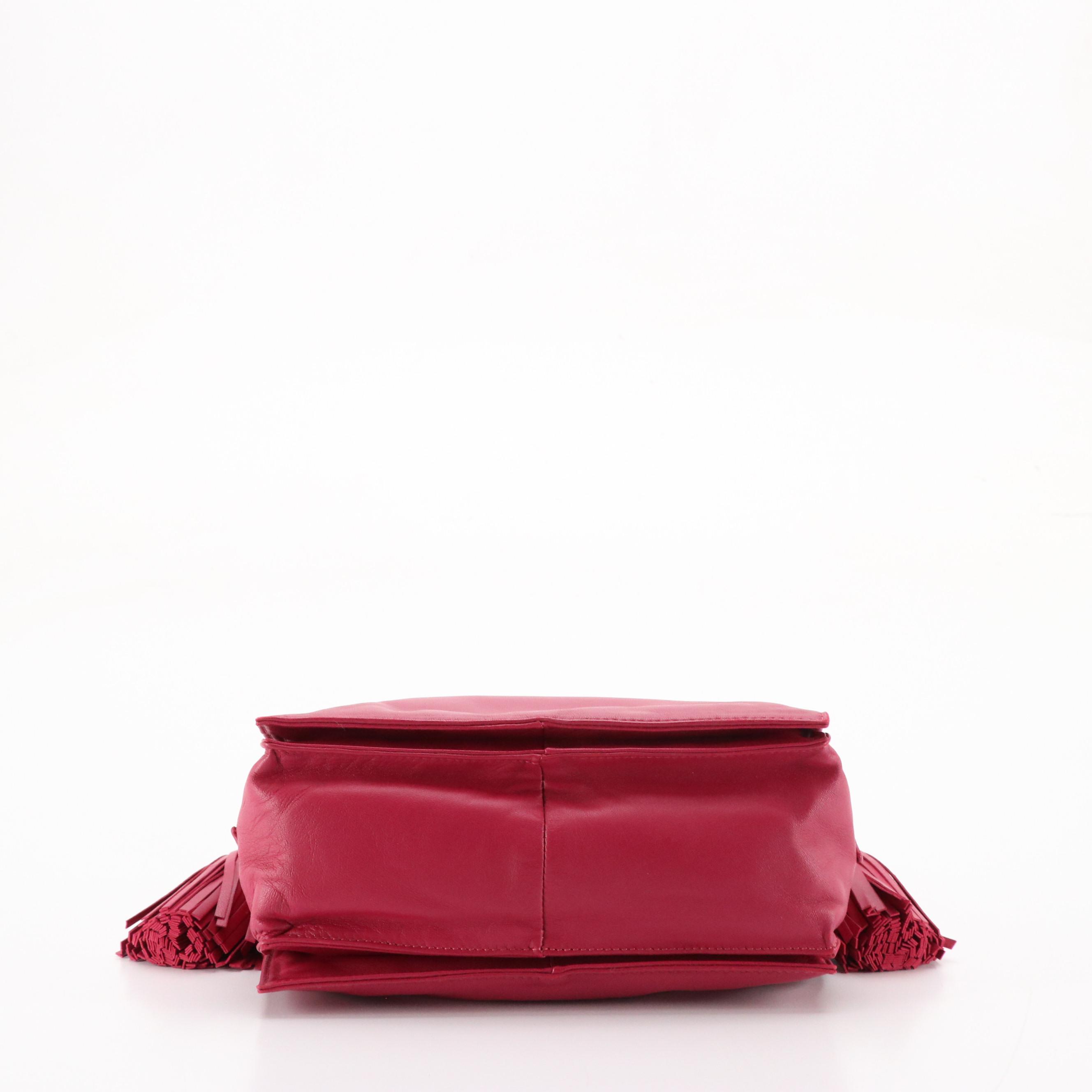 Loewe Flamenco Tassel Shoulder Bag in Fuchsia Lambskin Leather