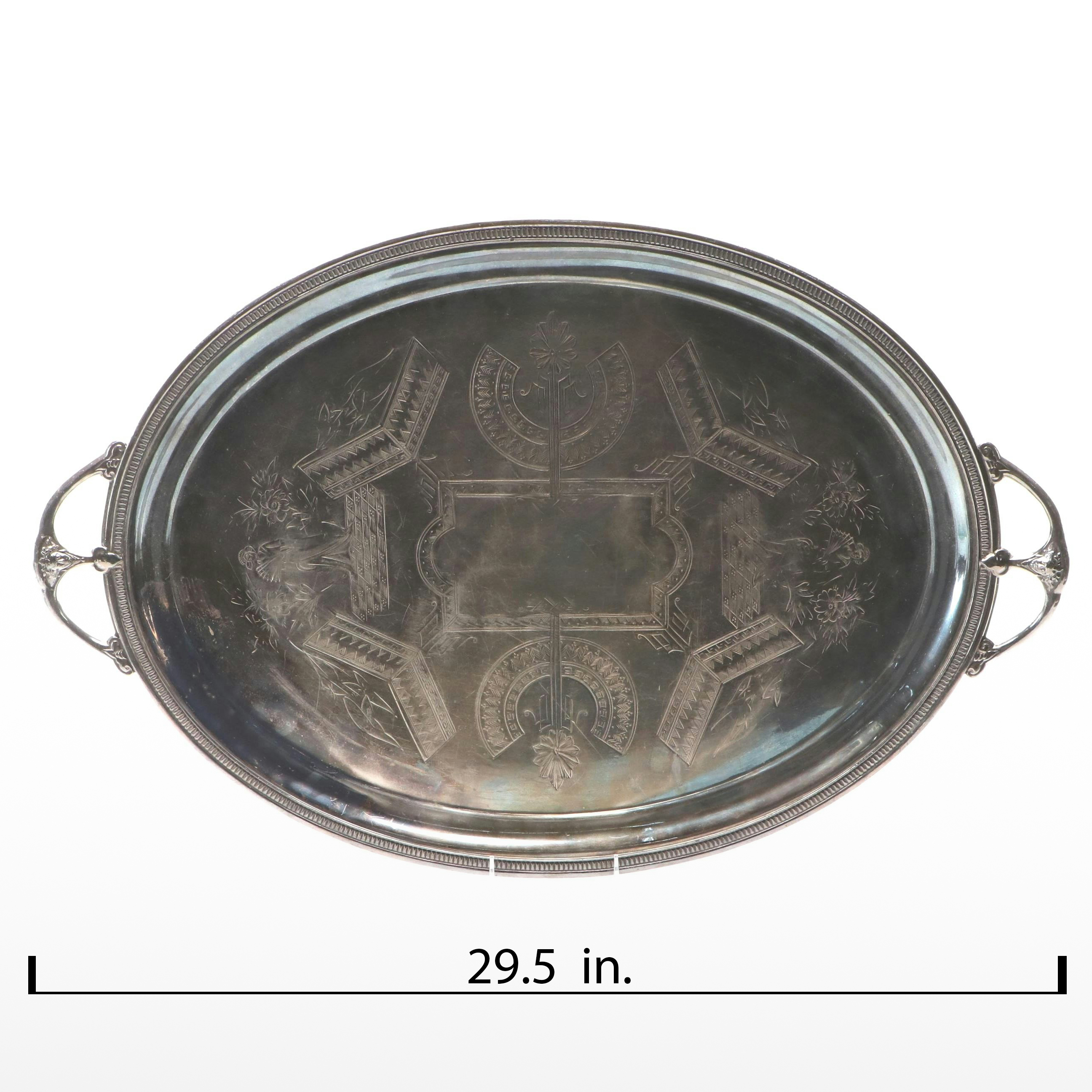 Simpson, Hall, Miller & Co. Aesthetic Movement Silver Plate Tray, Late 19th C.