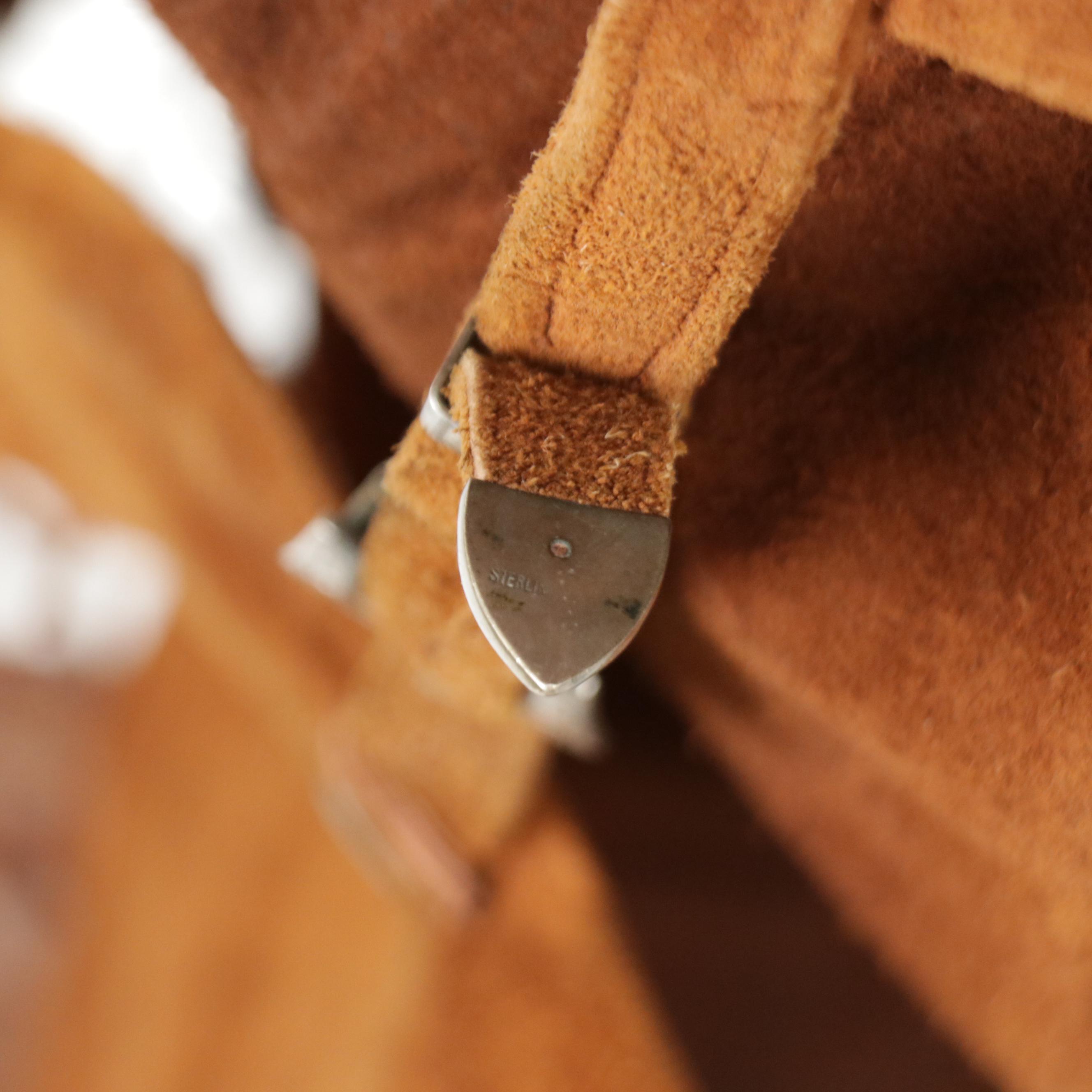 Western Fringed Suede/Leather Riding Chaps with Sterling Buckle Set