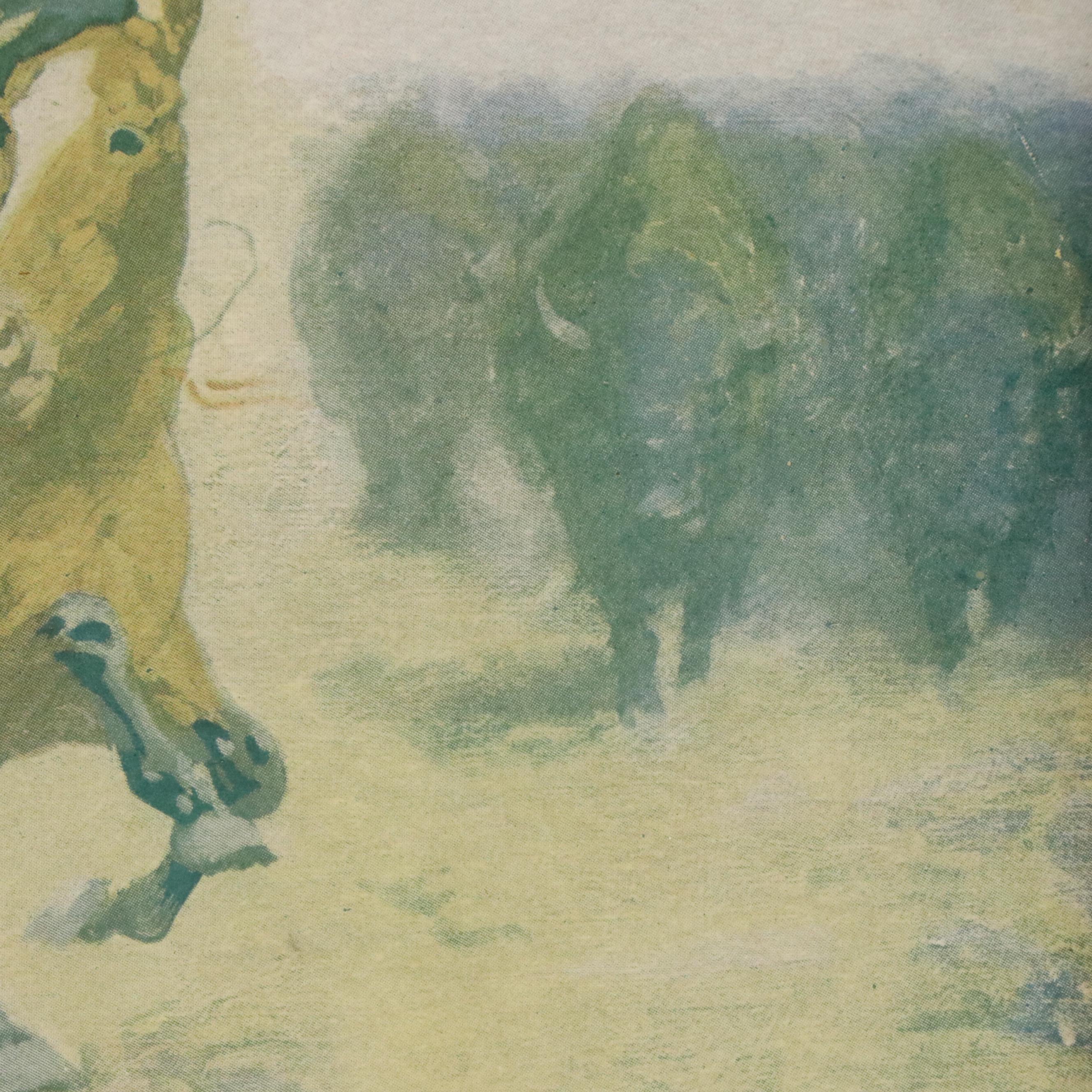 Robert Beaven Folk Art Handmade Frame With Offset Lithograph, 20th Century