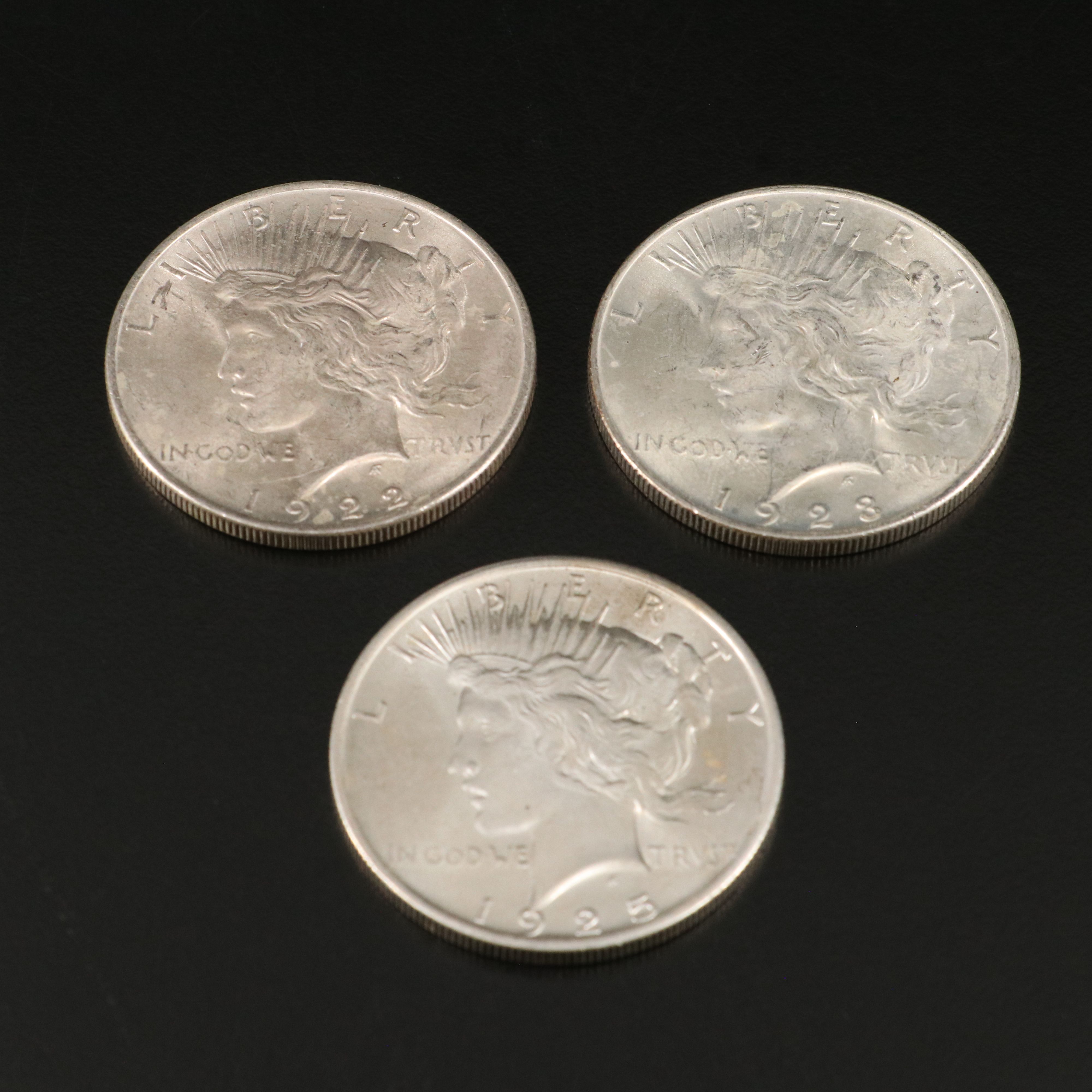Three Different U.S. Silver Peace Dollars