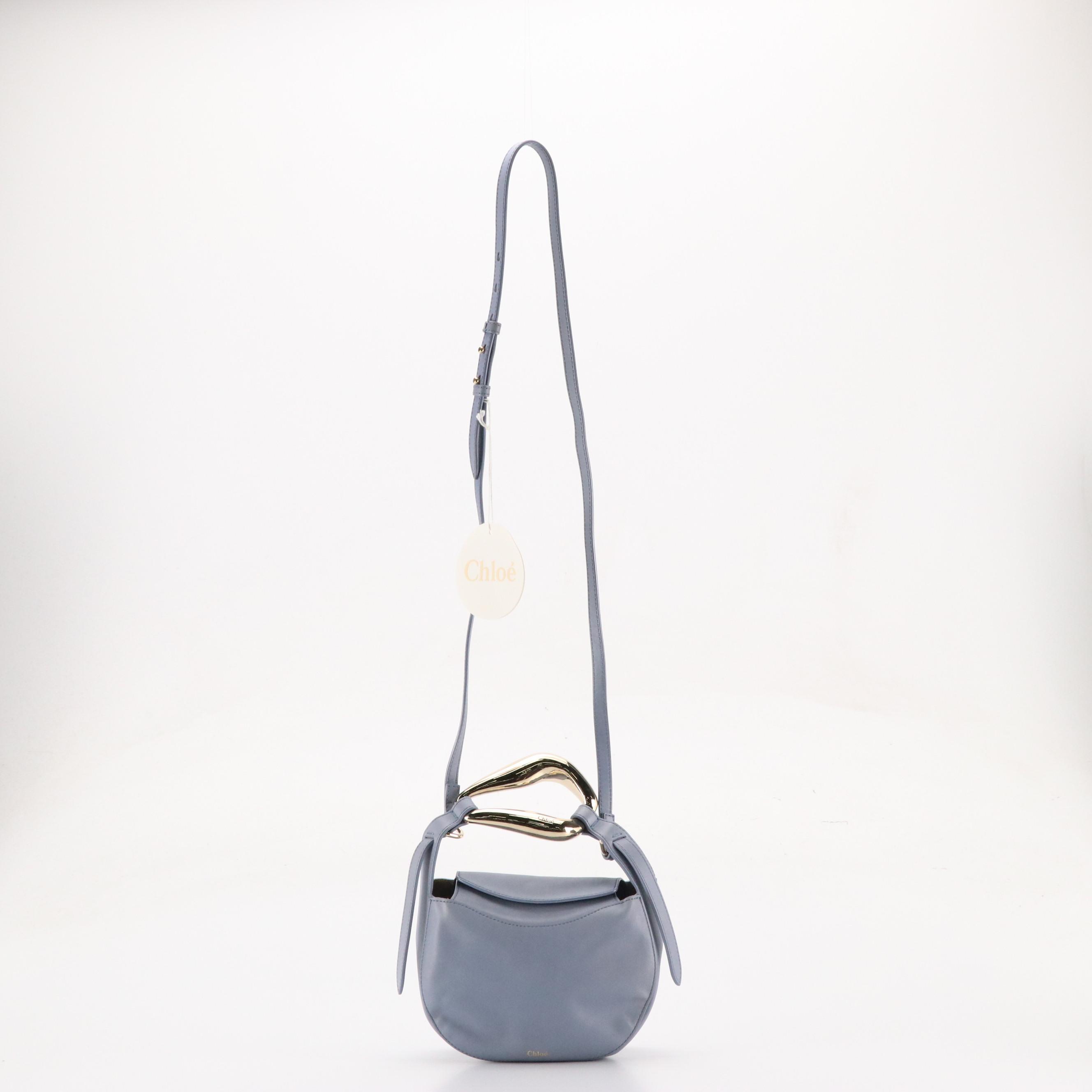 Chloé Small Kiss Bag in Gentle Blue Calfskin Leather, With Tag