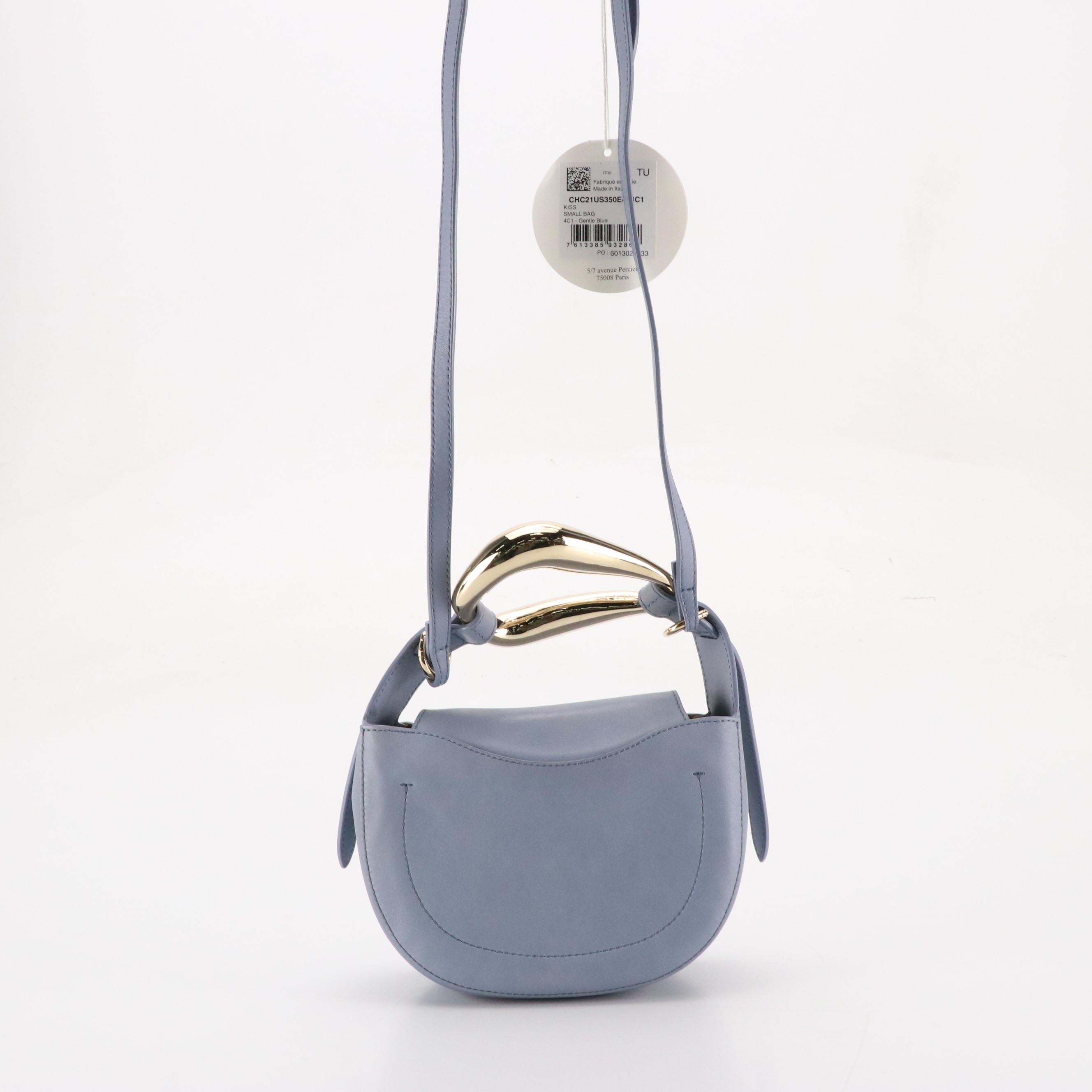 Chloé Small Kiss Bag in Gentle Blue Calfskin Leather, With Tag
