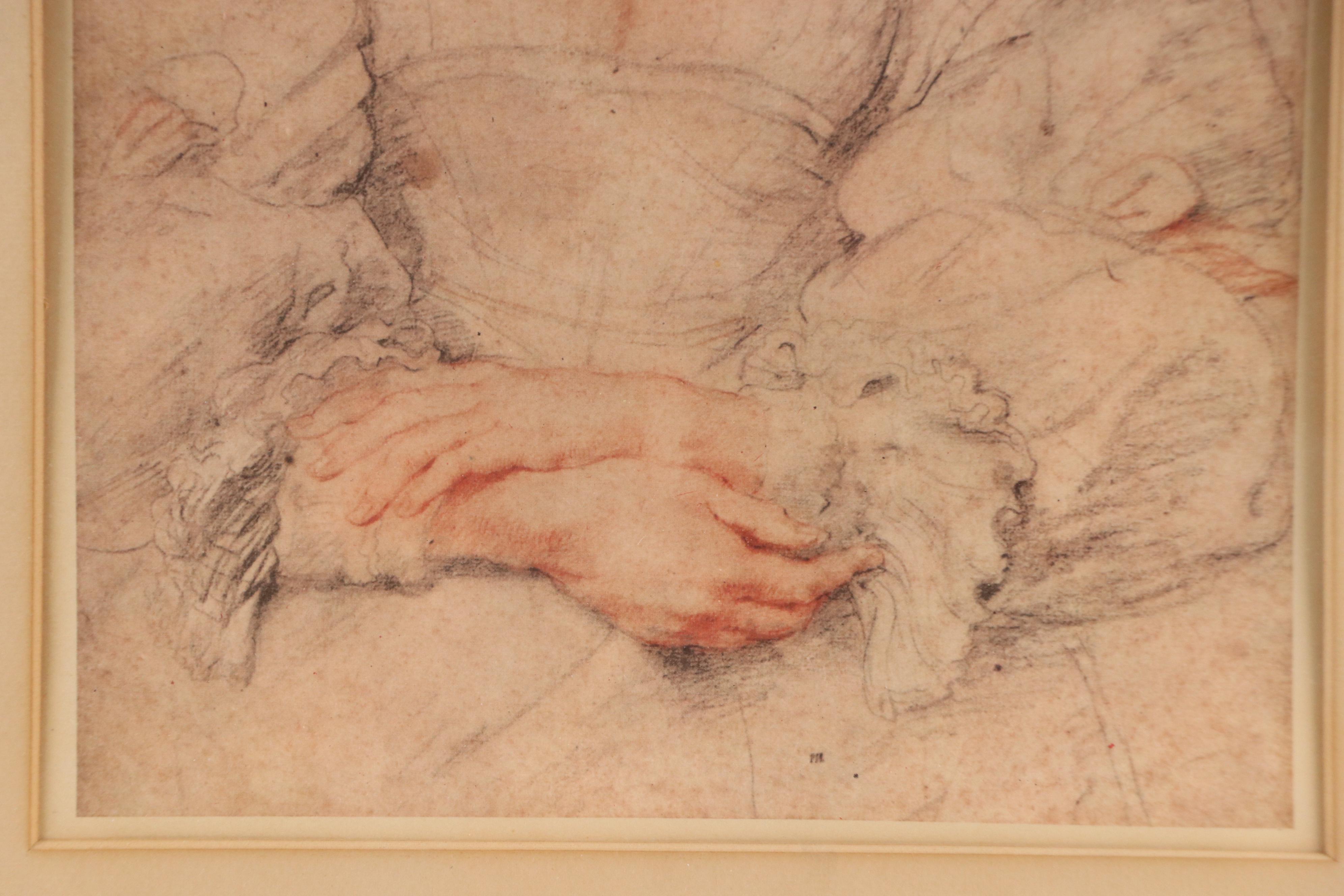 After Peter Paul Rubens Offset Lithograph "Young Woman With Folded Hands"