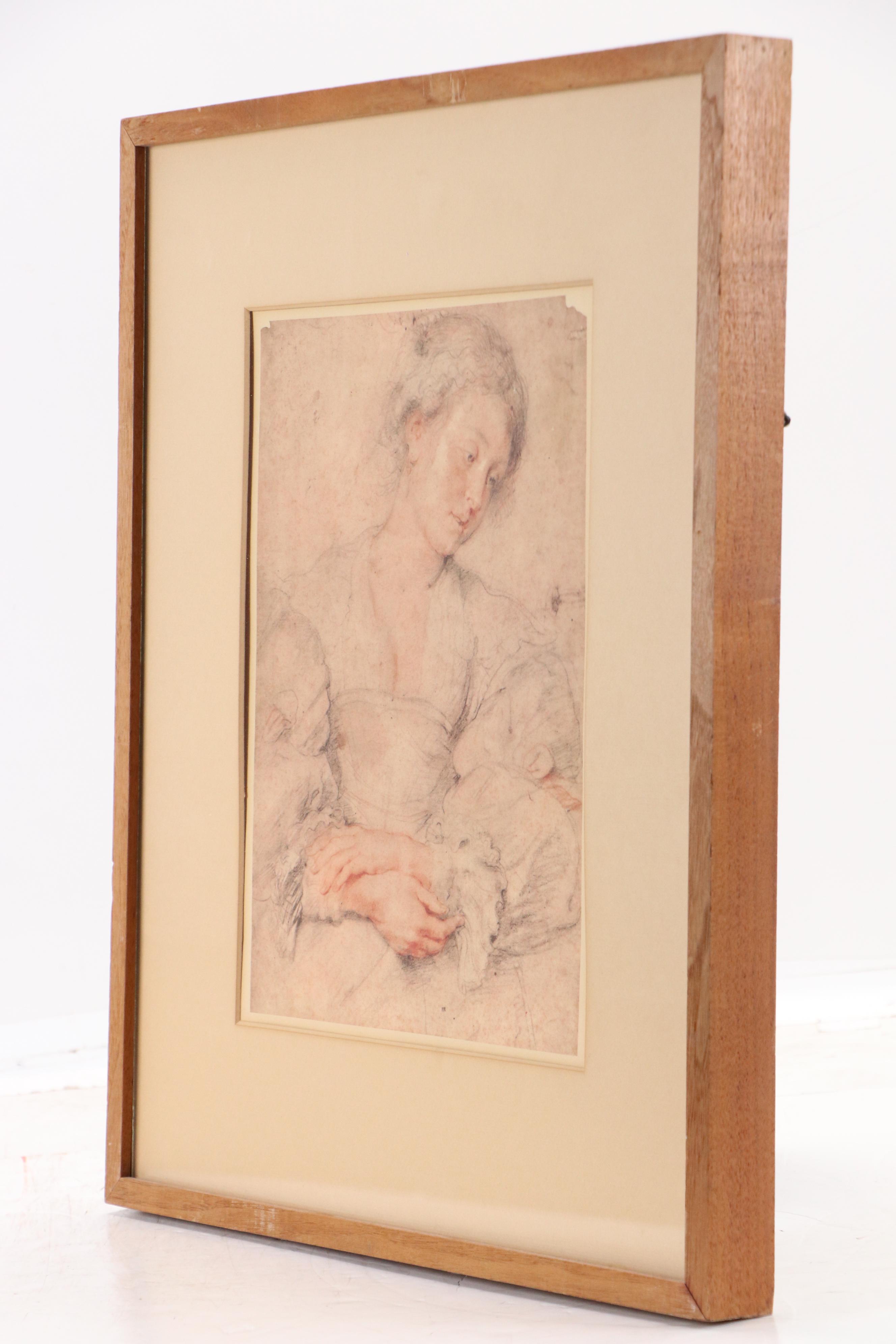 After Peter Paul Rubens Offset Lithograph "Young Woman With Folded Hands"