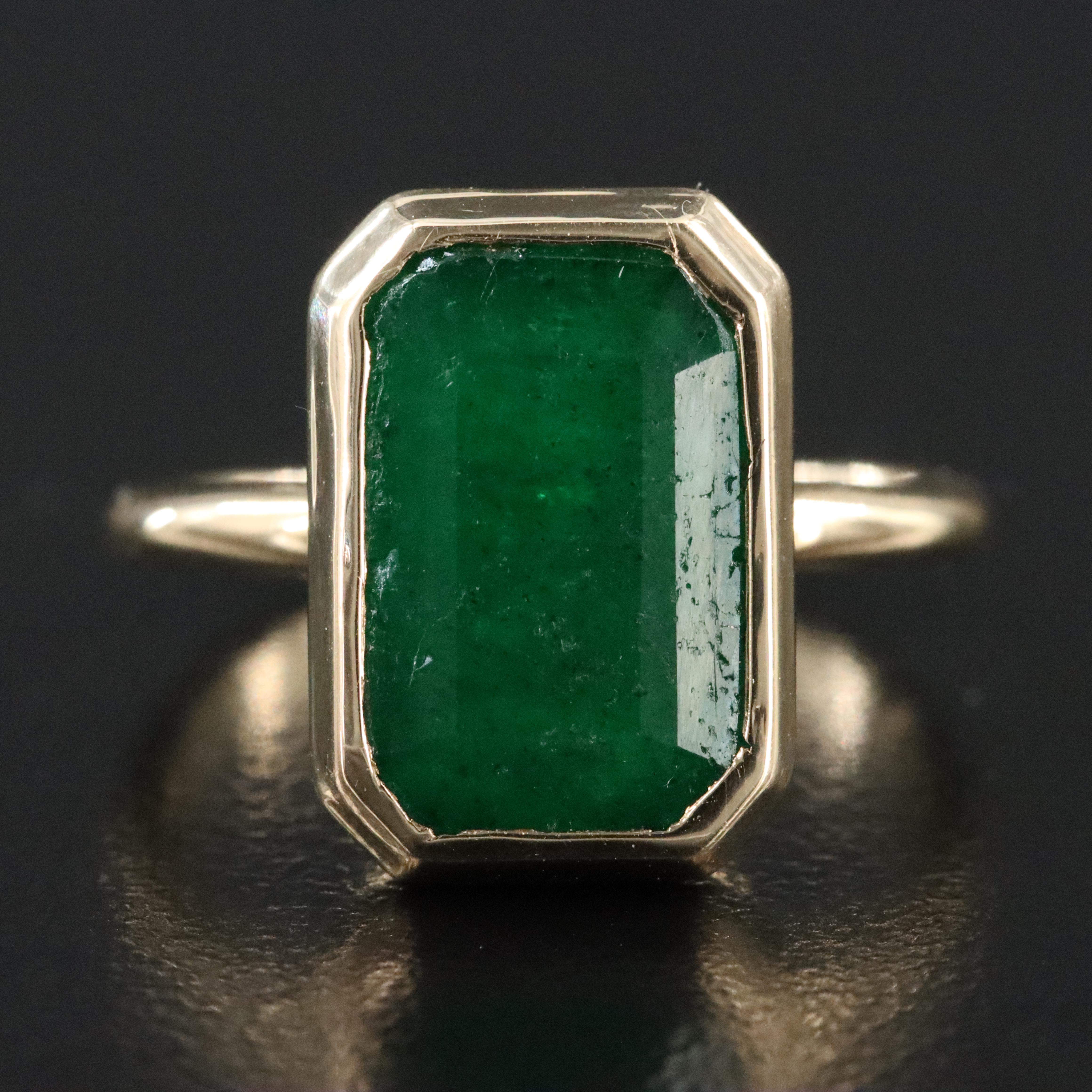 14K 5.44 CT Emerald Solitaire Ring