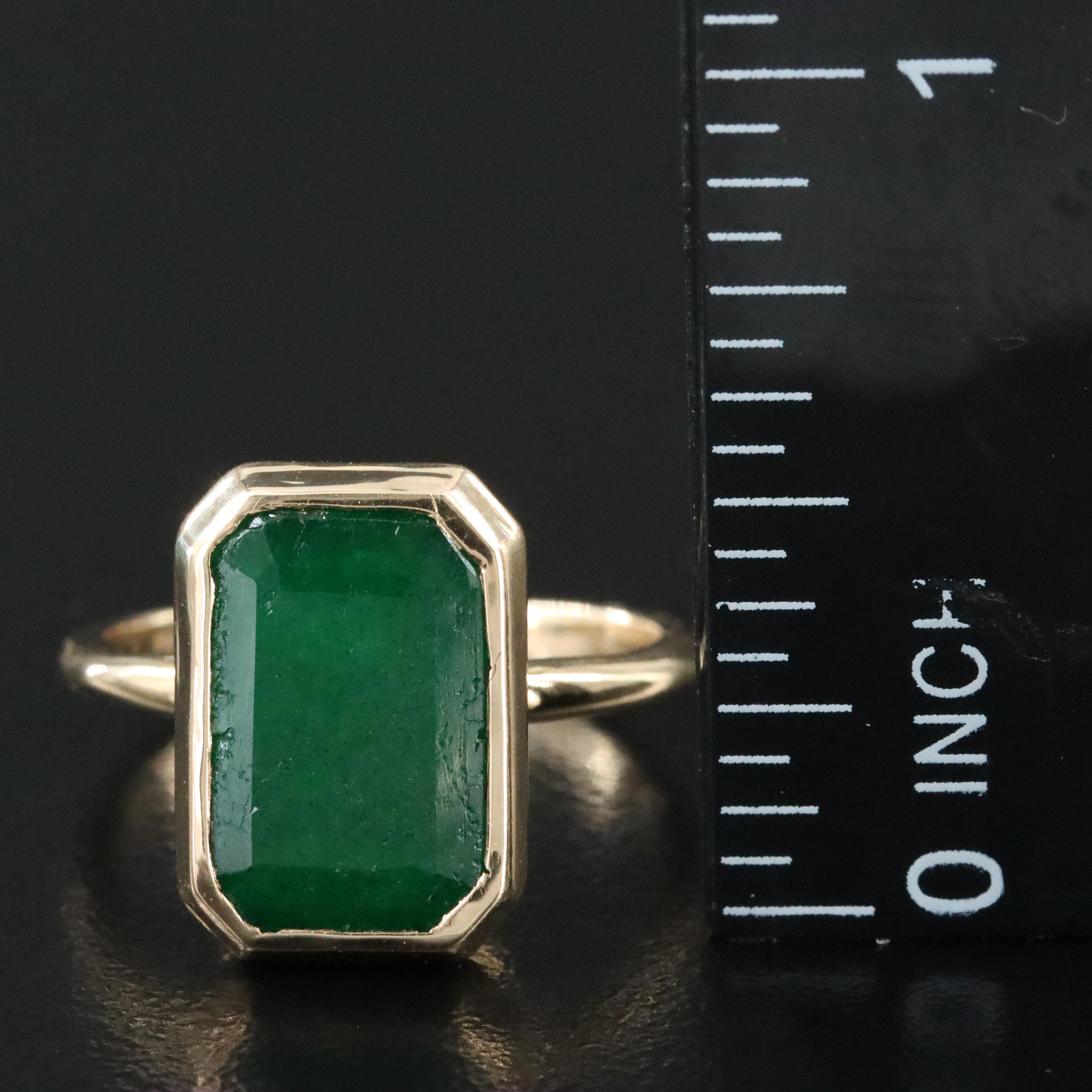14K 5.44 CT Emerald Solitaire Ring