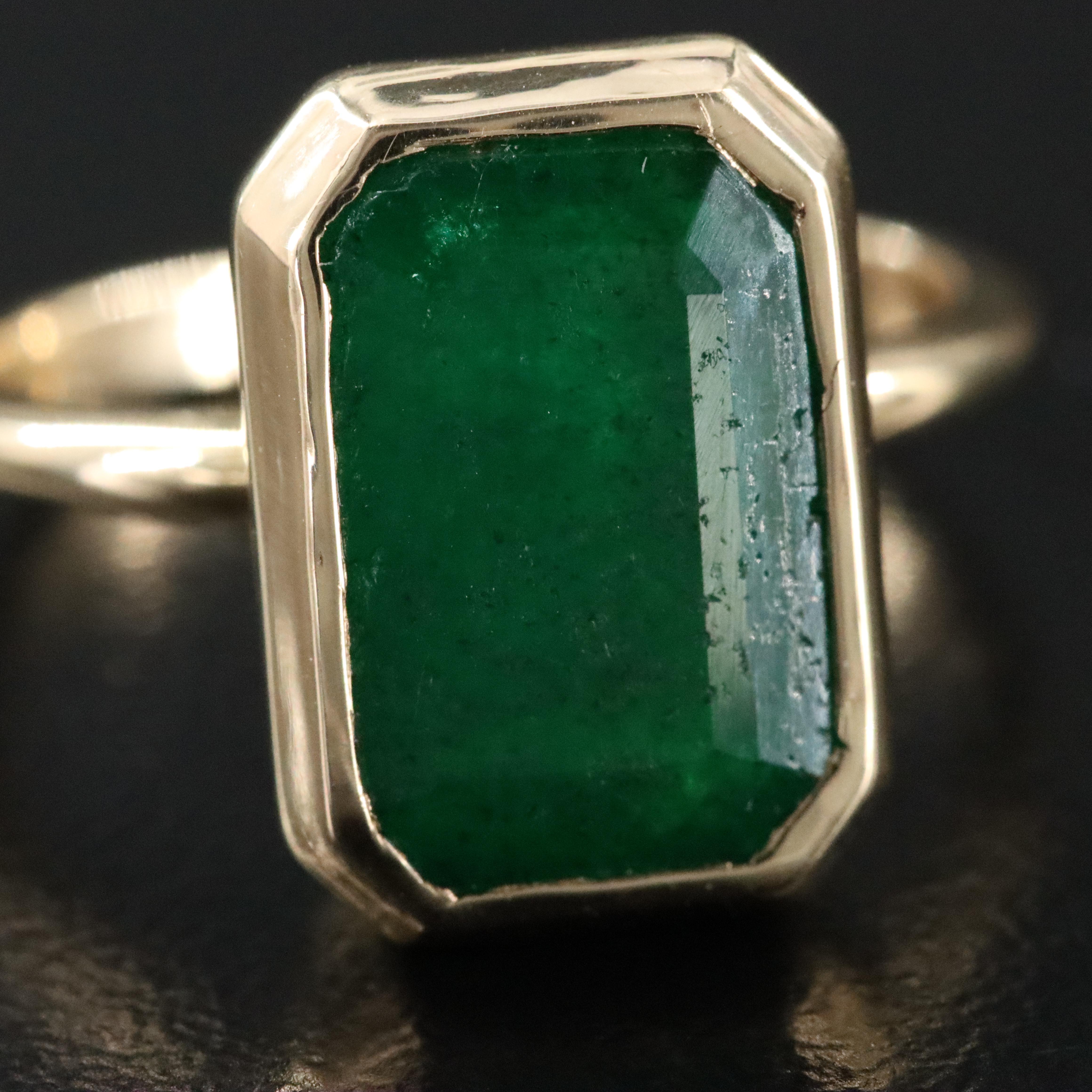 14K 5.44 CT Emerald Solitaire Ring