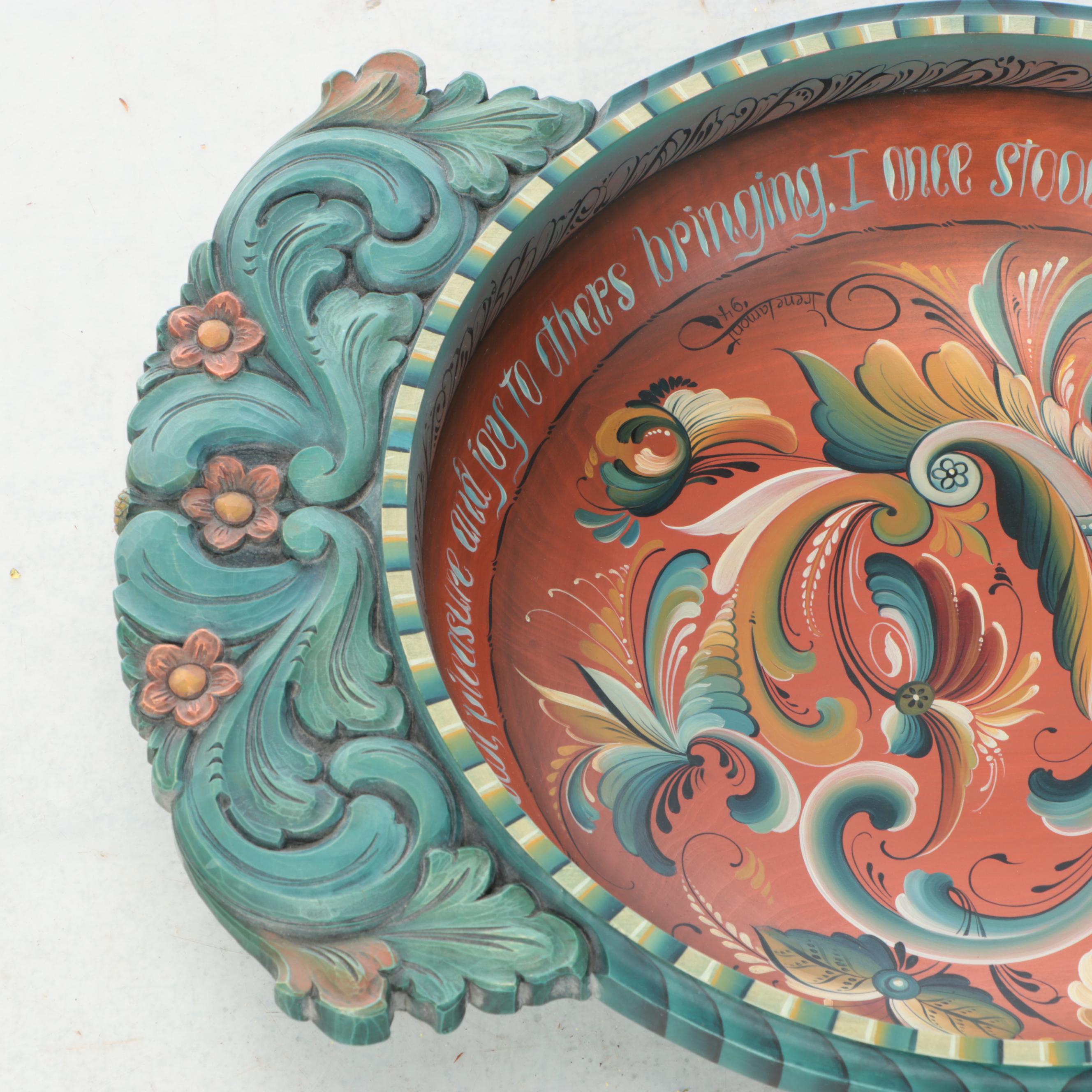 Artist Signed Polychrome Carved Wood Wall Art, 1994