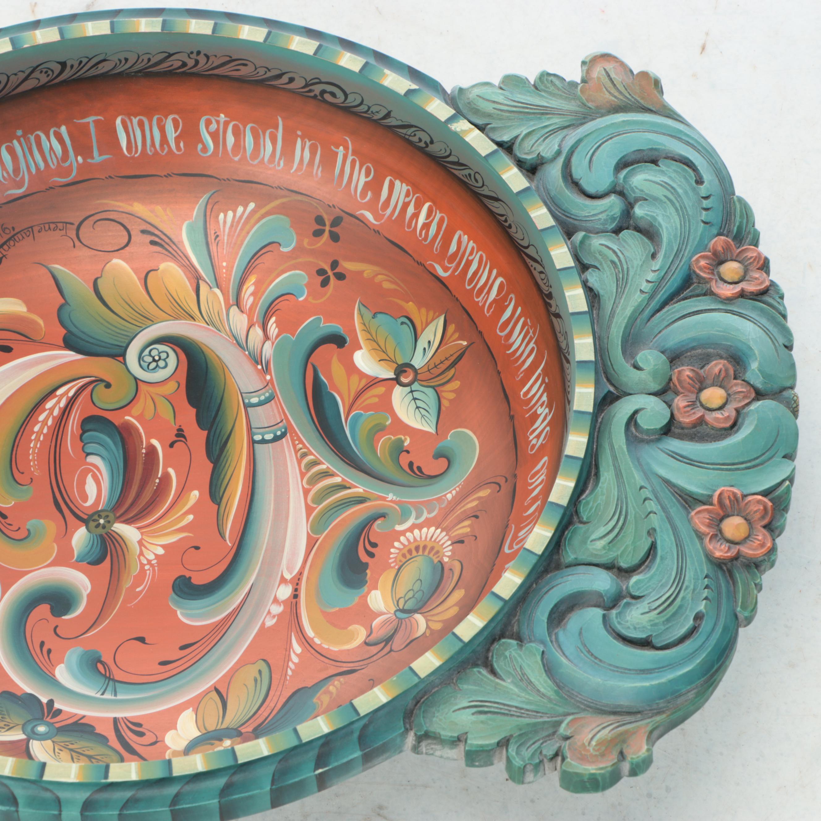 Artist Signed Polychrome Carved Wood Wall Art, 1994