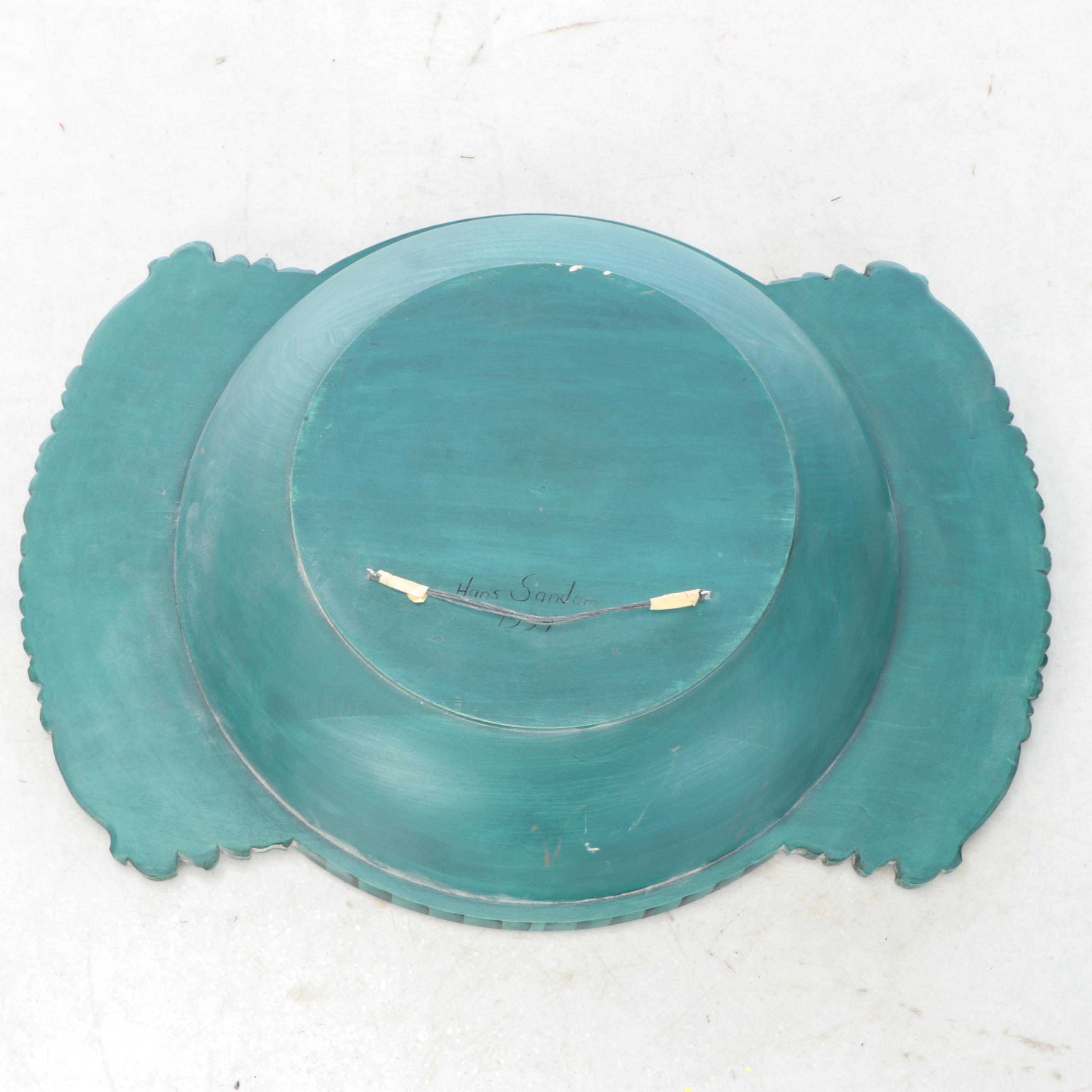 Artist Signed Polychrome Carved Wood Wall Art, 1994