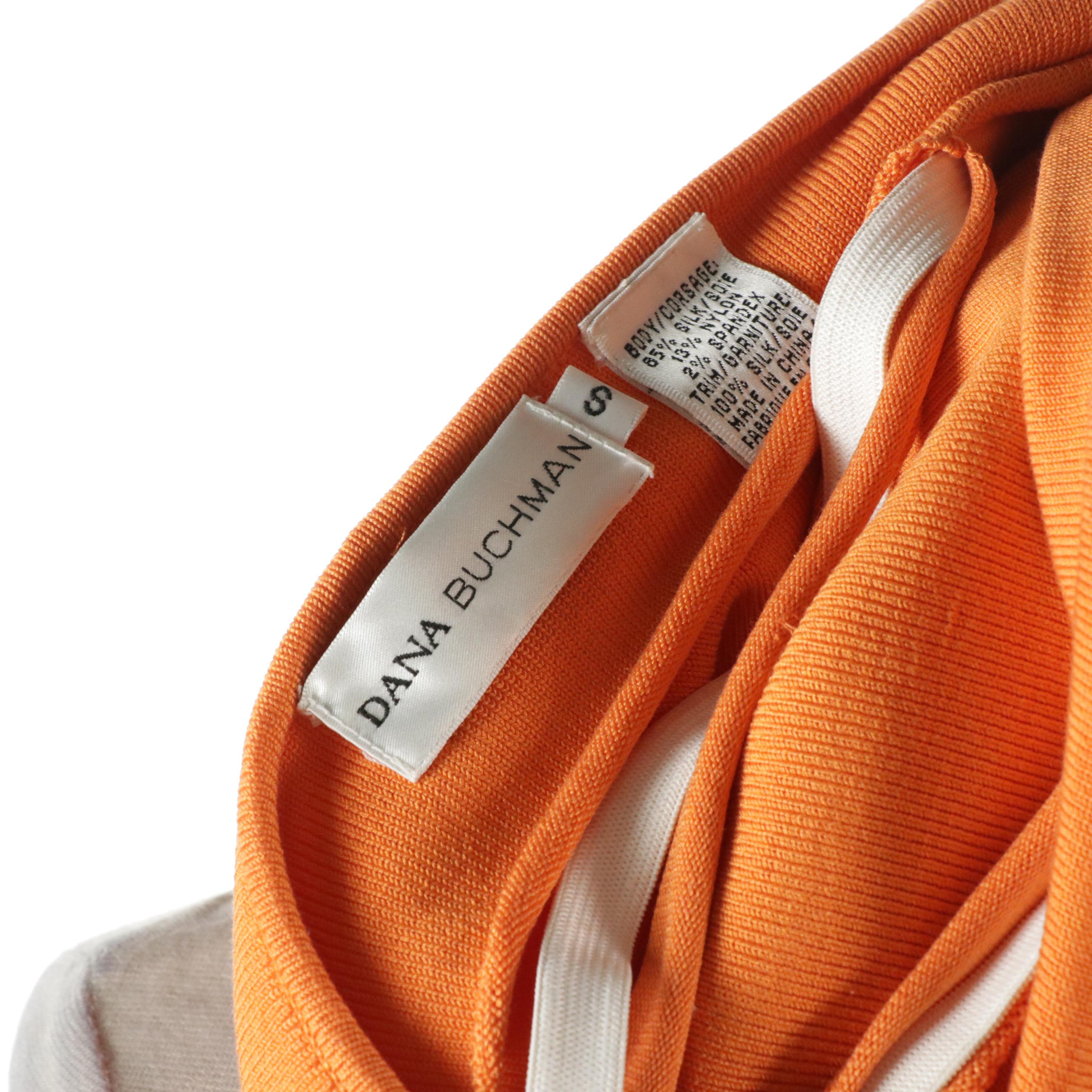 Dana Buchman Orange Silk Two-Piece Skirt Set and Lafayette 148 Silk Blouse