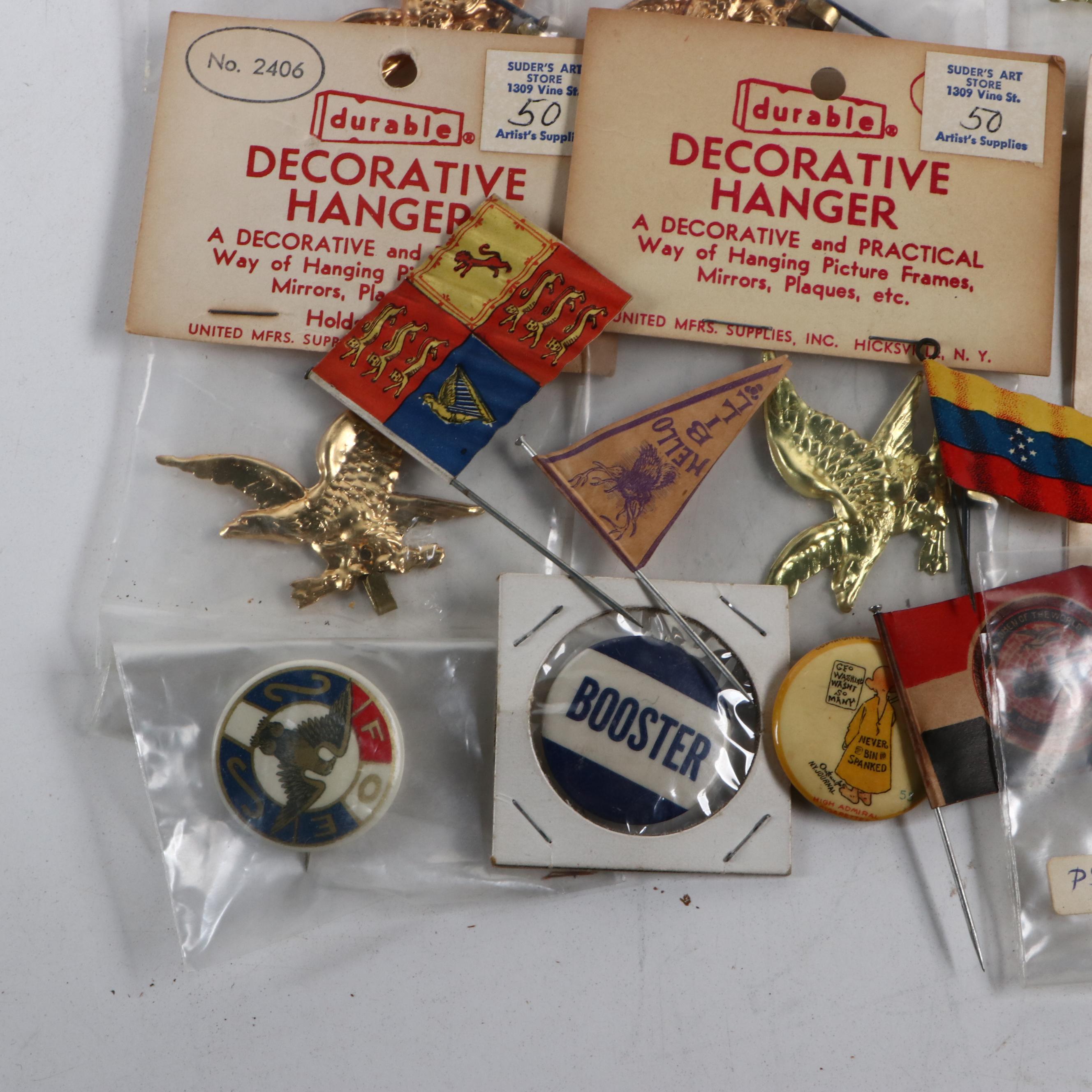Eagle Decorative Hangers, Assorted English Flags and More, Early to Mid-20th C.