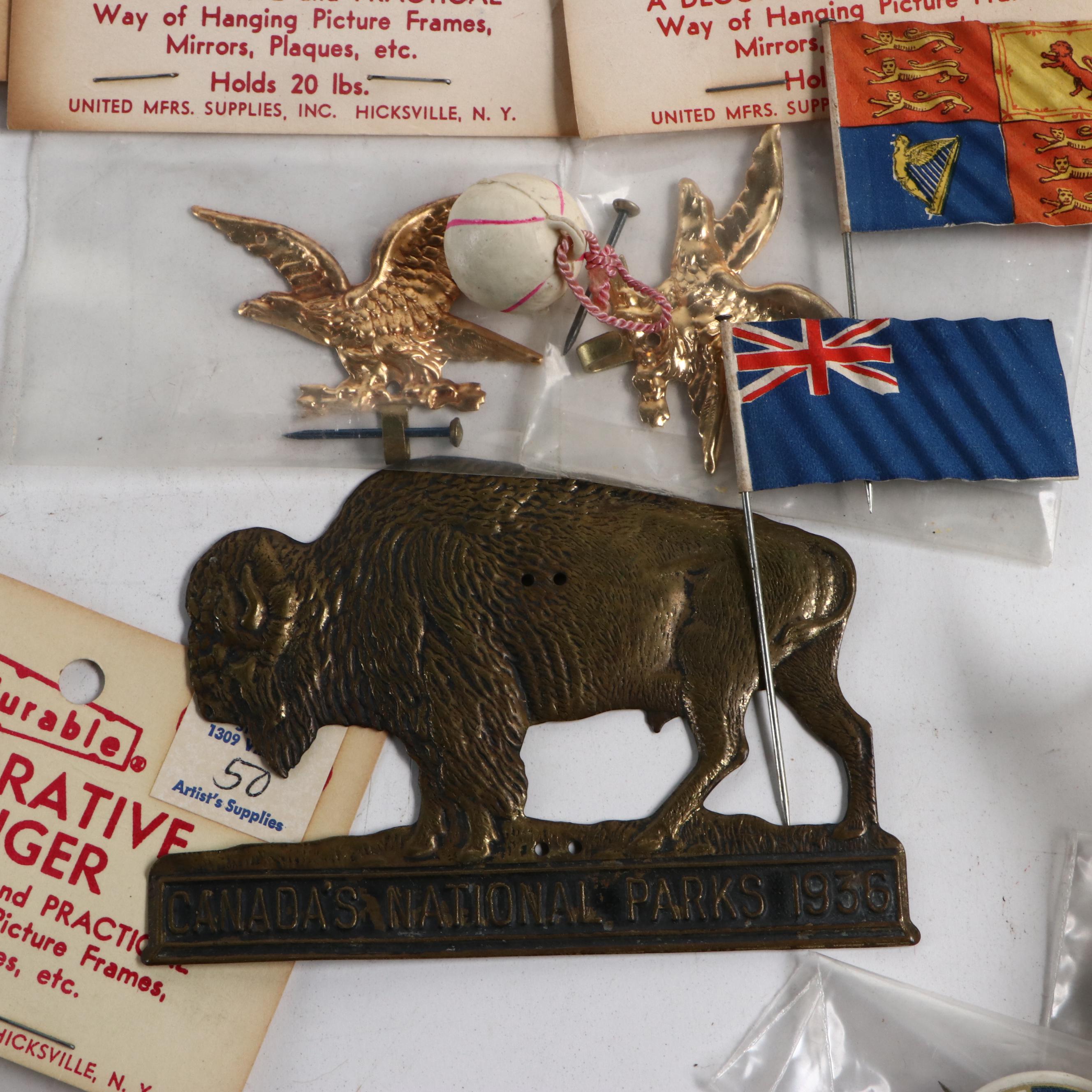 Eagle Decorative Hangers, Assorted English Flags and More, Early to Mid-20th C.