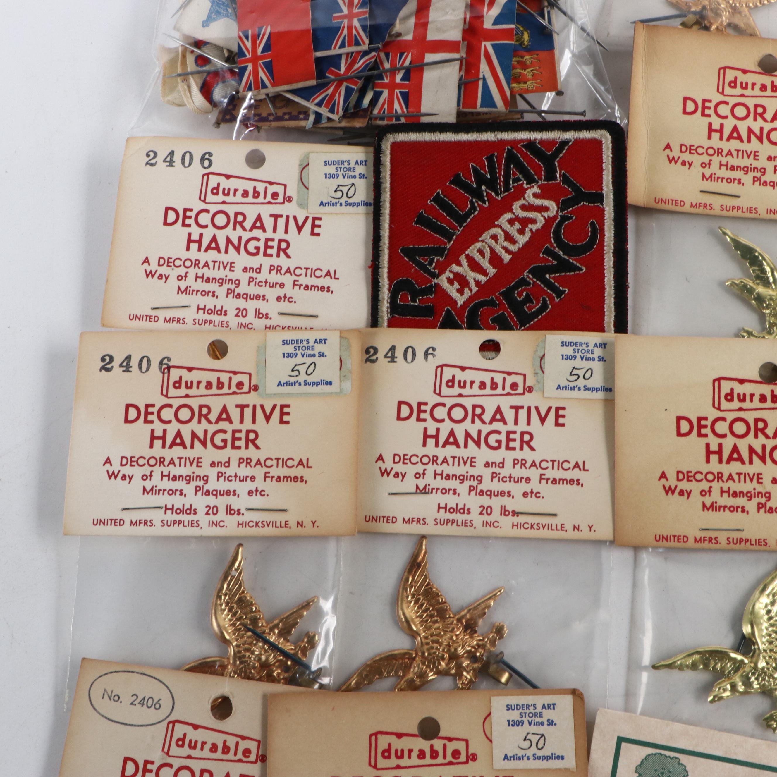Eagle Decorative Hangers, Assorted English Flags and More, Early to Mid-20th C.