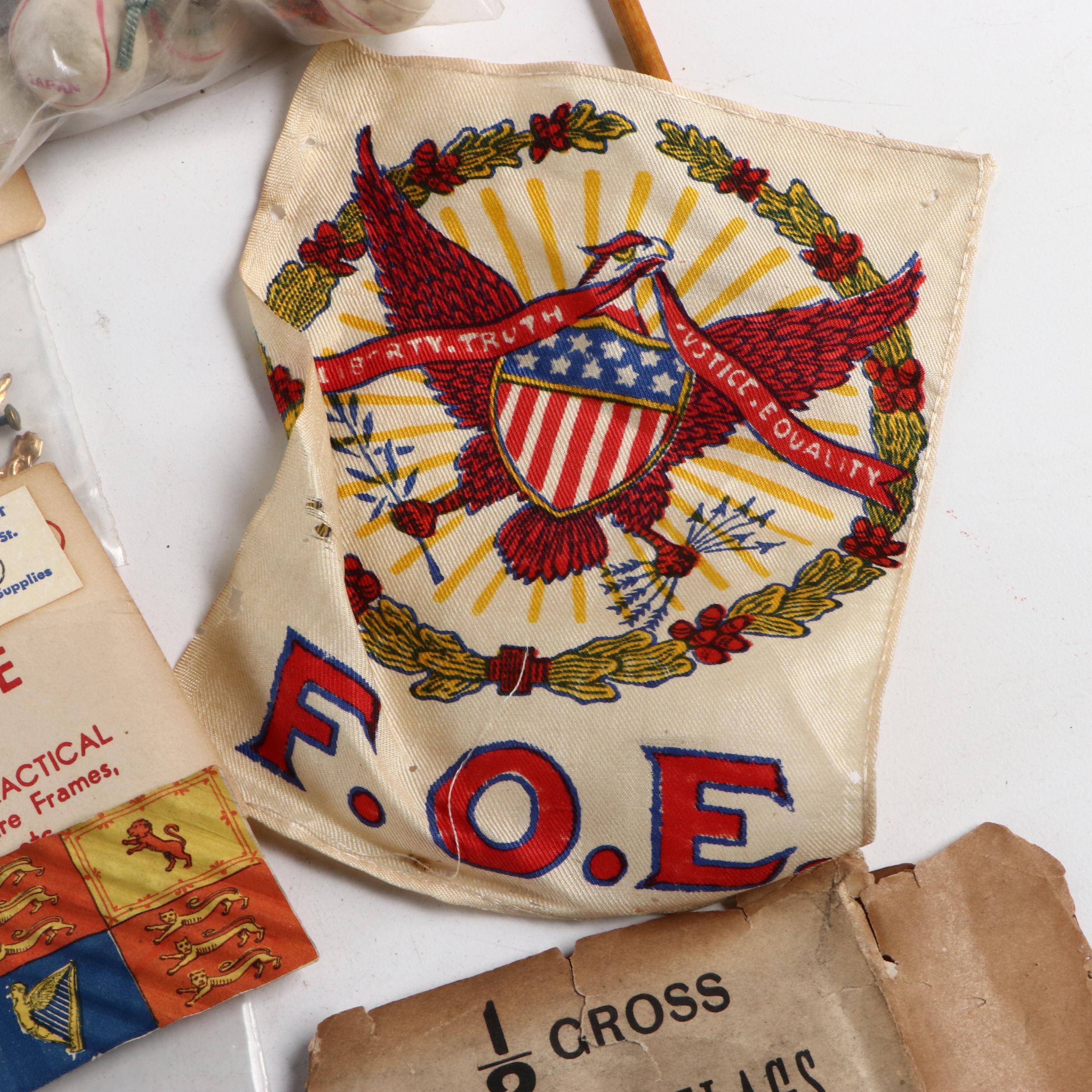 Eagle Decorative Hangers, Assorted English Flags and More, Early to Mid-20th C.