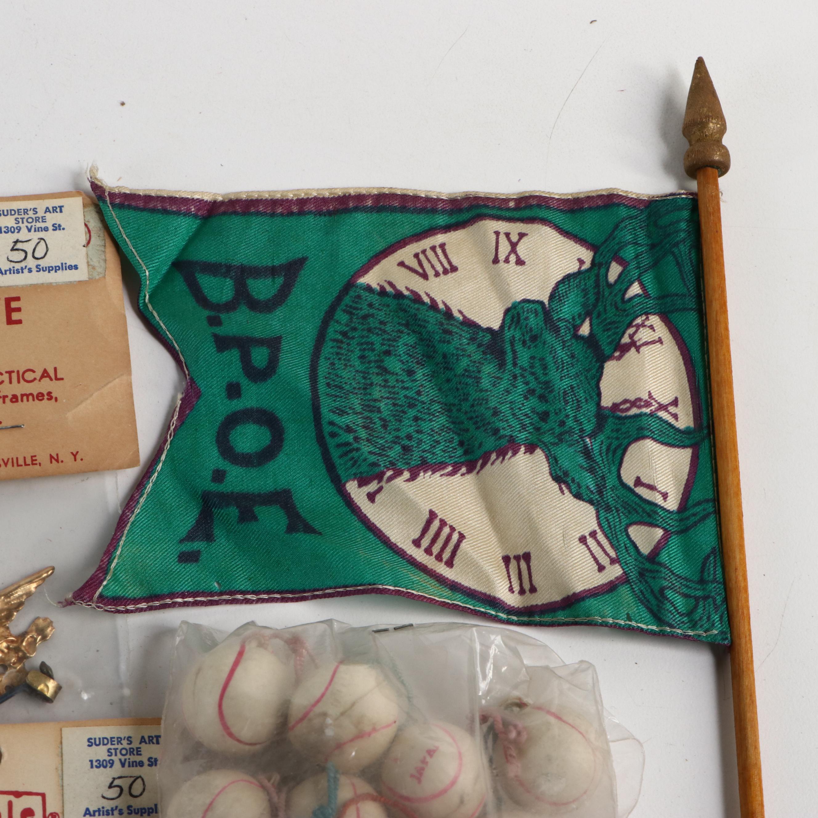 Eagle Decorative Hangers, Assorted English Flags and More, Early to Mid-20th C.