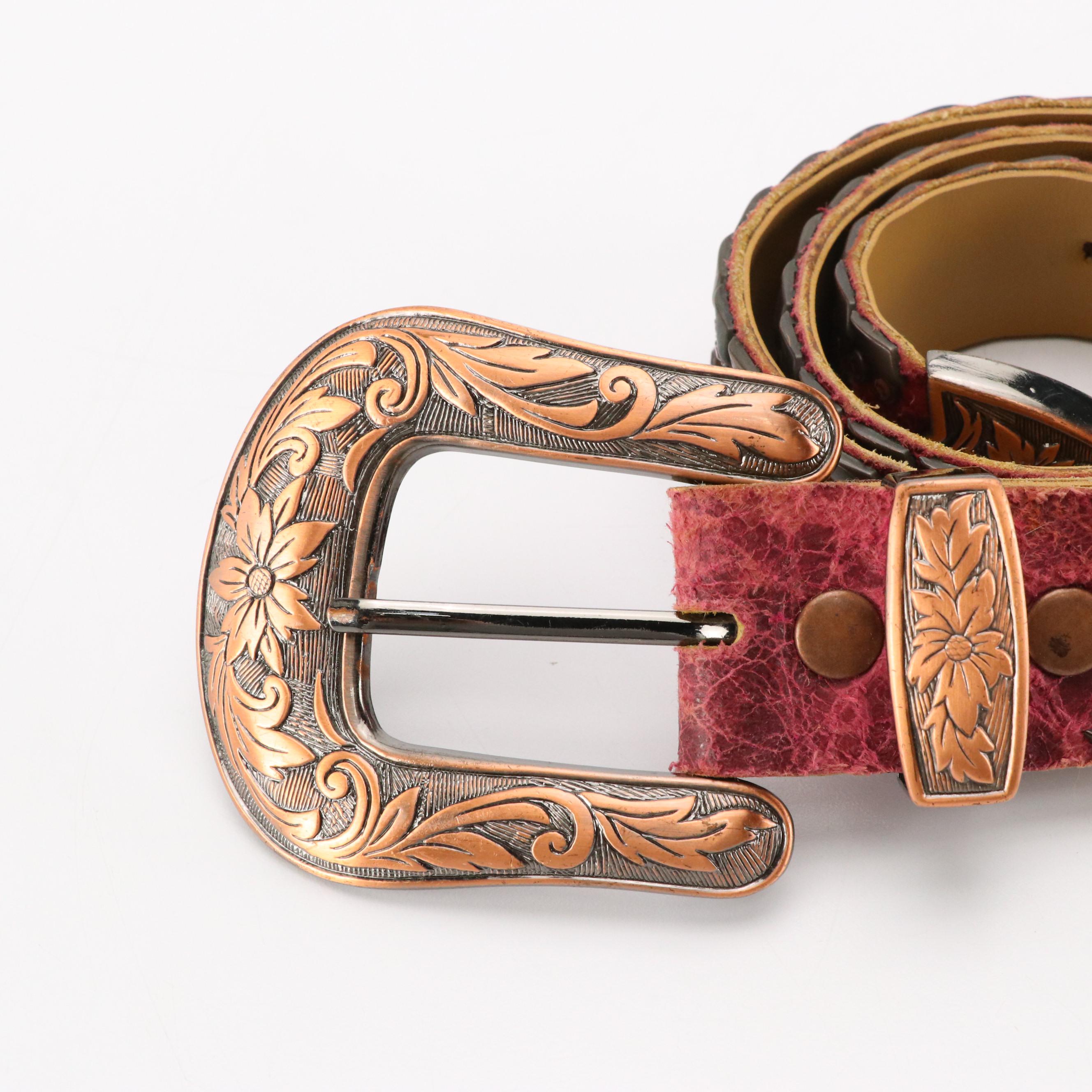 Kippys Western Belt in Pink Crystal Embellished Leather
