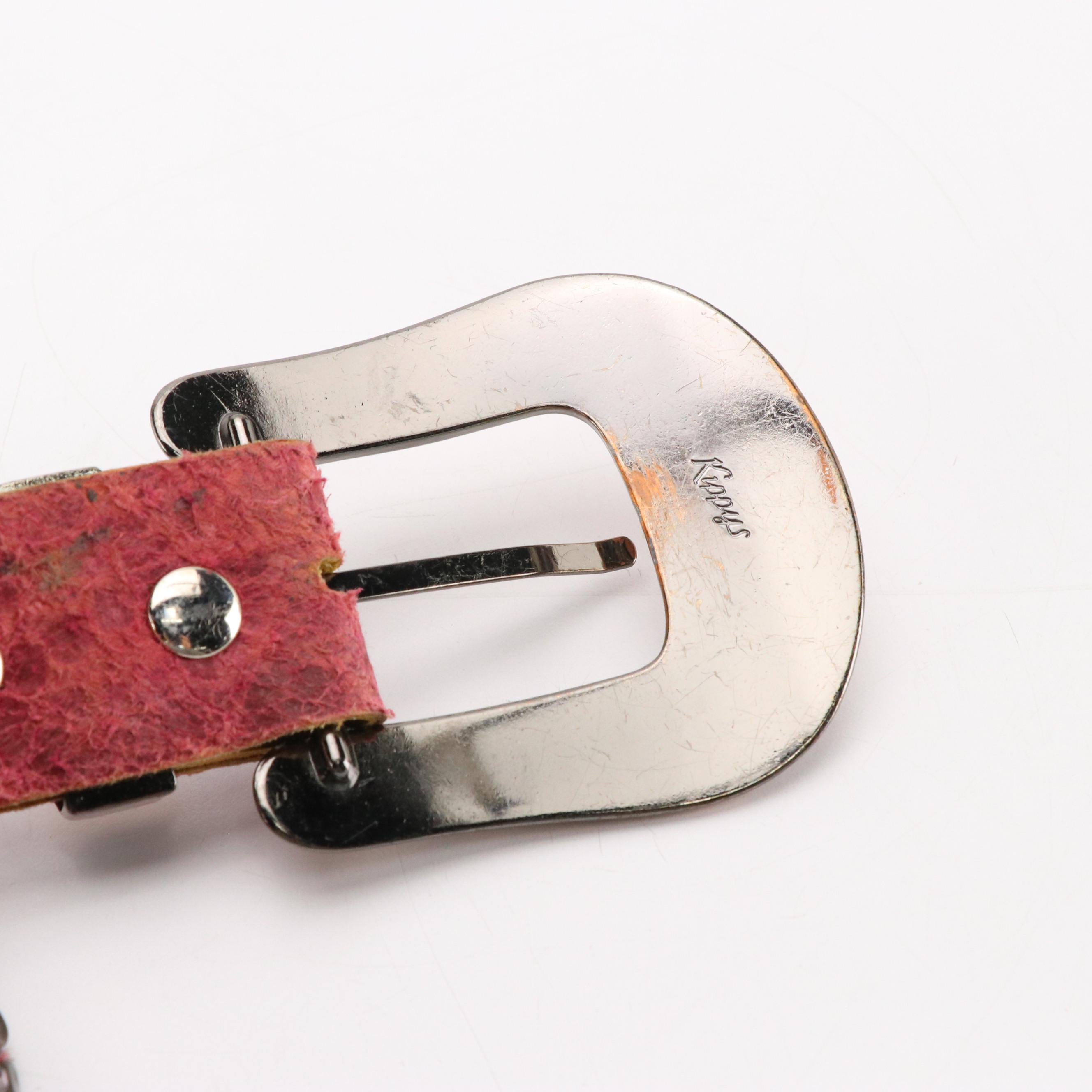 Kippys Western Belt in Pink Crystal Embellished Leather