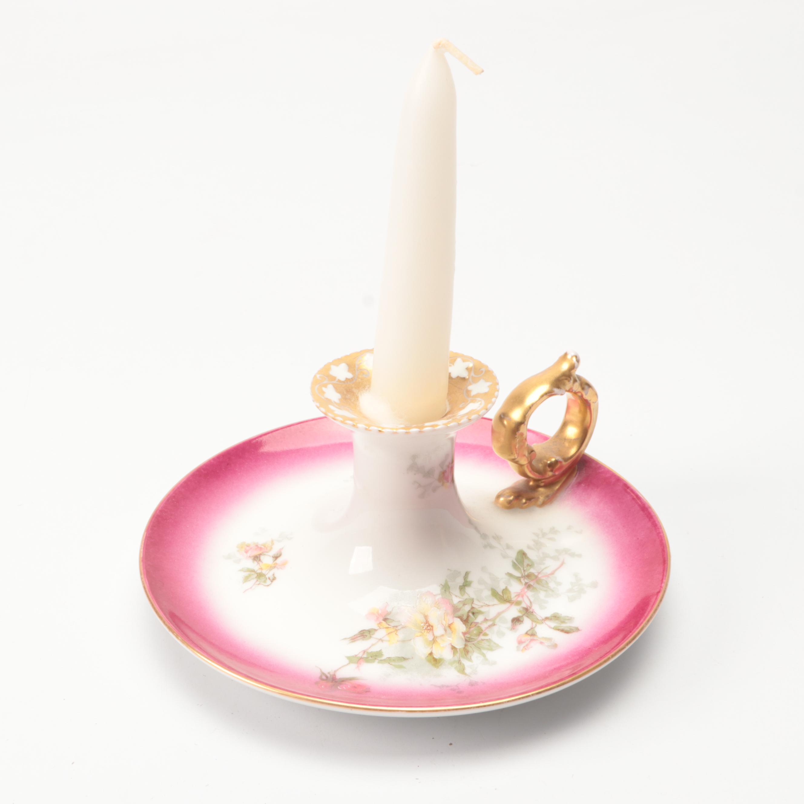 European Floral Porcelain Plates and Vases with Other Table Accessories