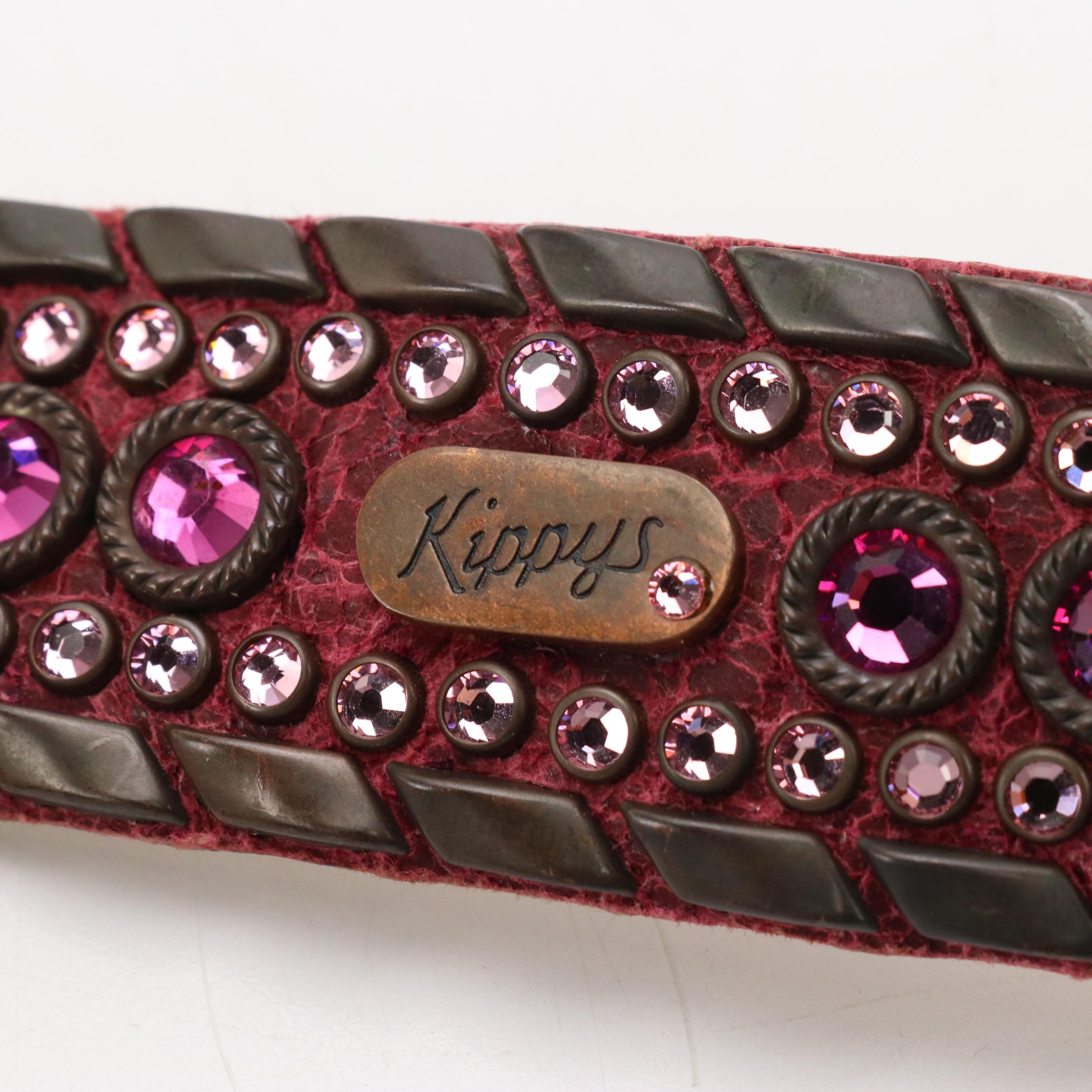 Kippys Western Belt in Pink Crystal Embellished Leather