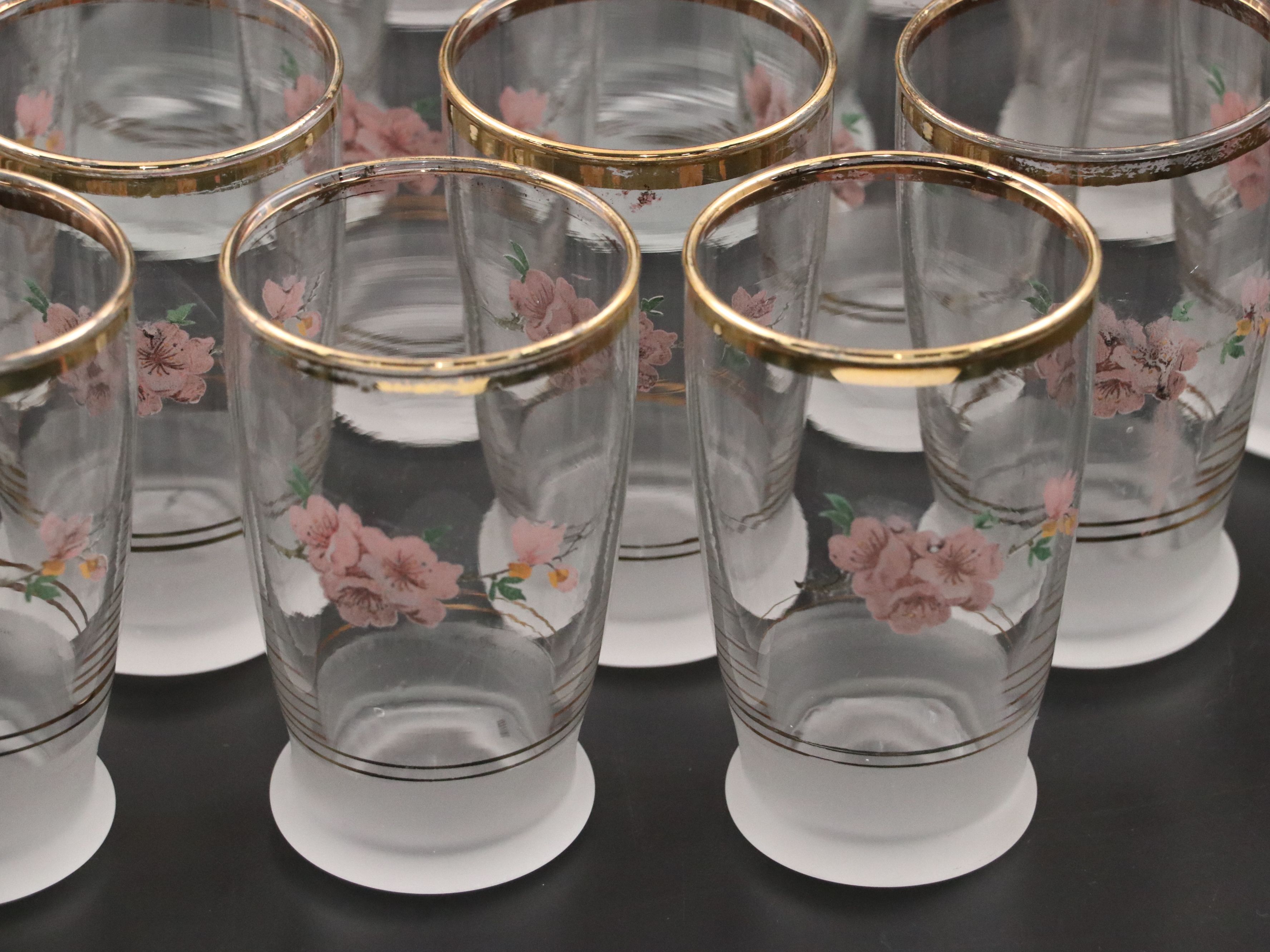 Hand-Painted Porcelain Serveware and Gilt Tumblers