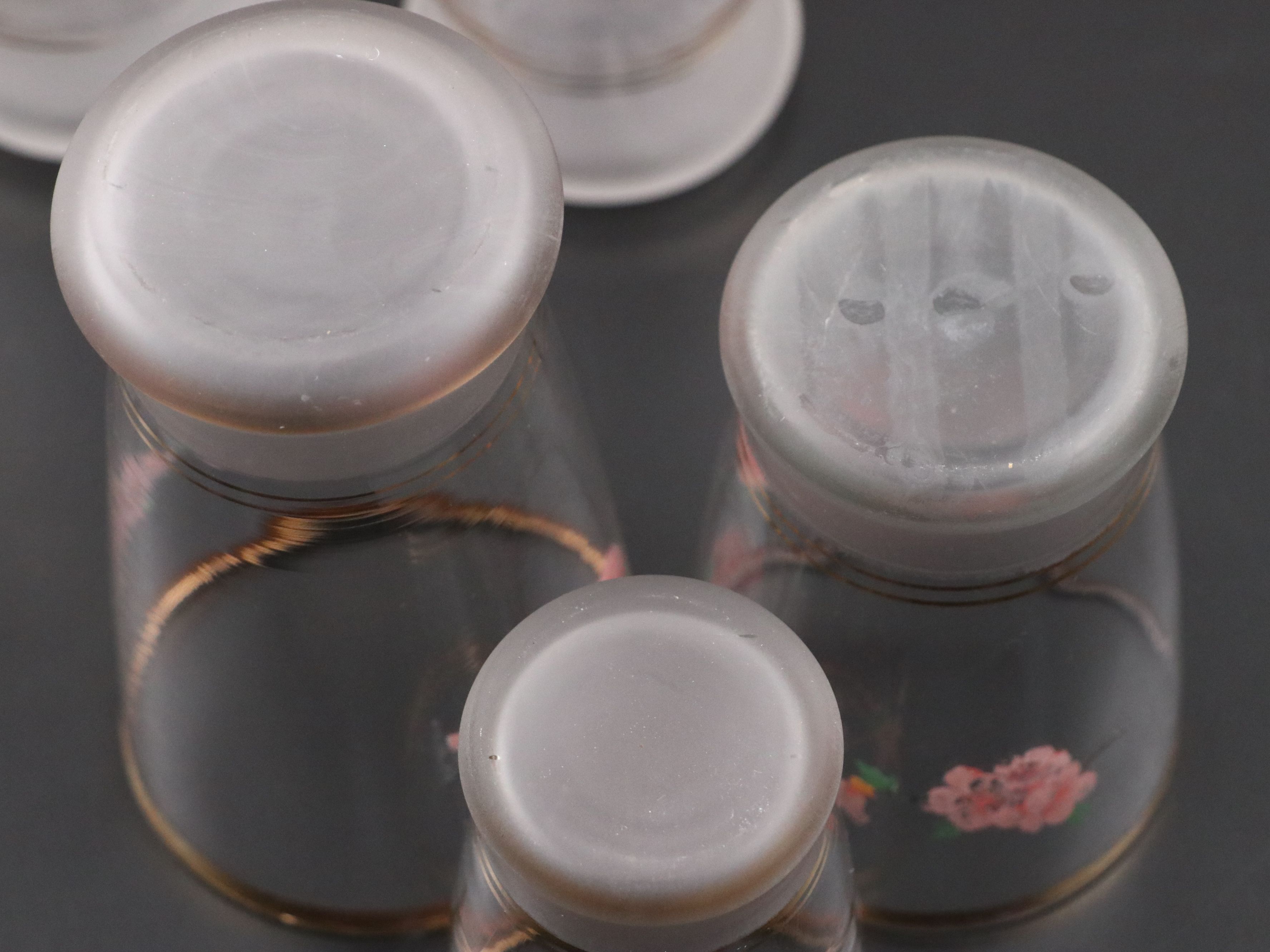 Hand-Painted Porcelain Serveware and Gilt Tumblers