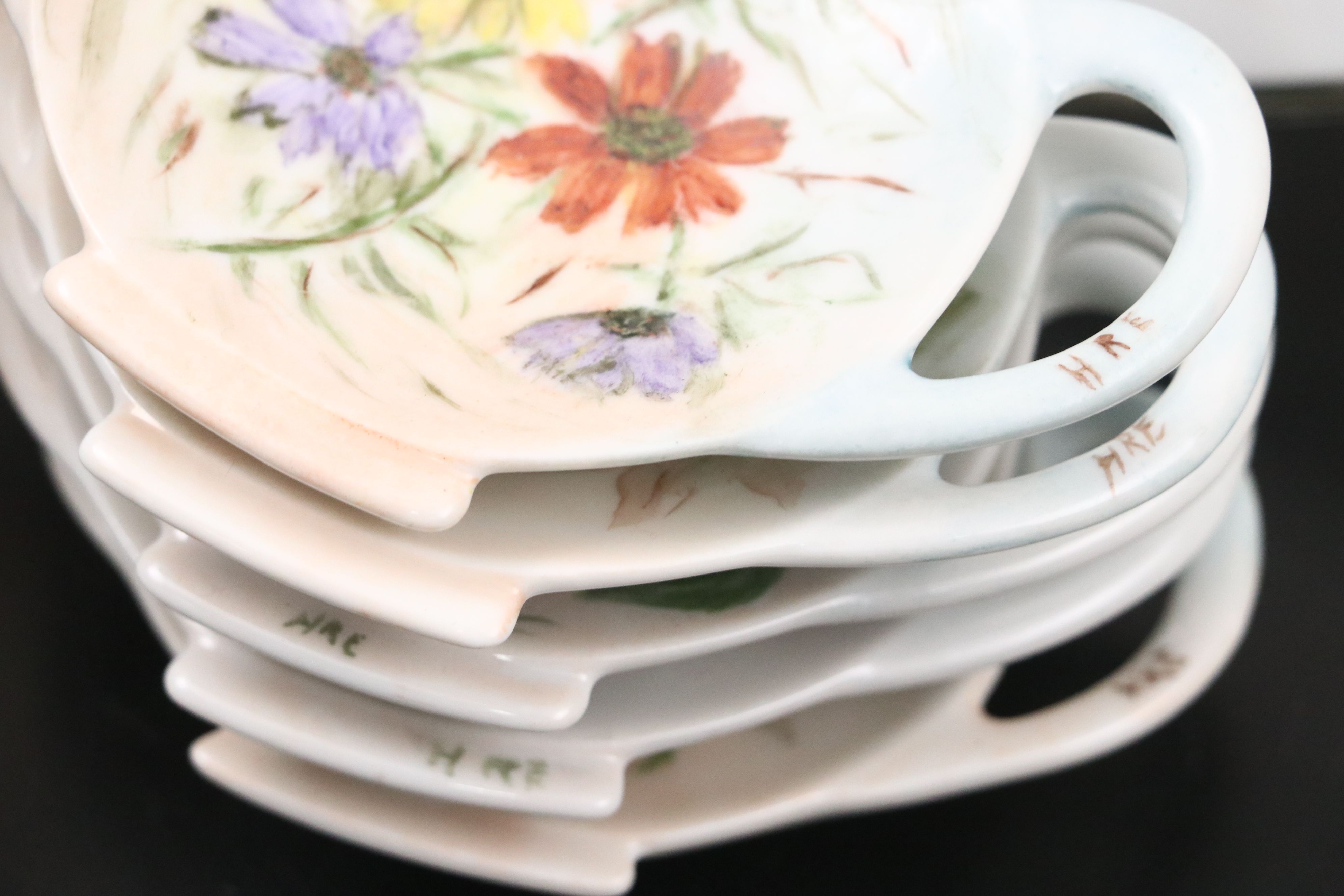 Hand-Painted Porcelain Serveware and Gilt Tumblers
