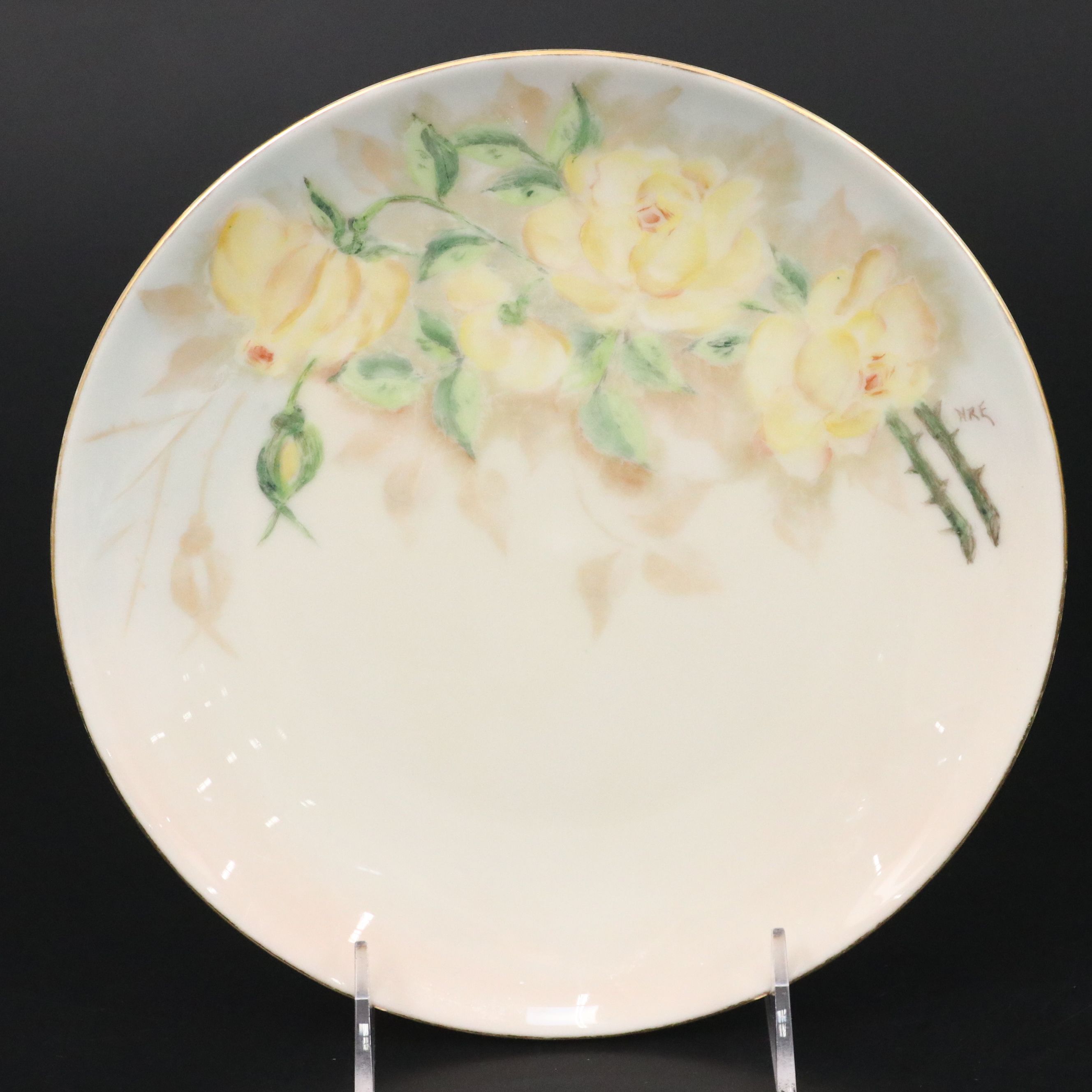 Hand-Painted Porcelain Serveware and Gilt Tumblers