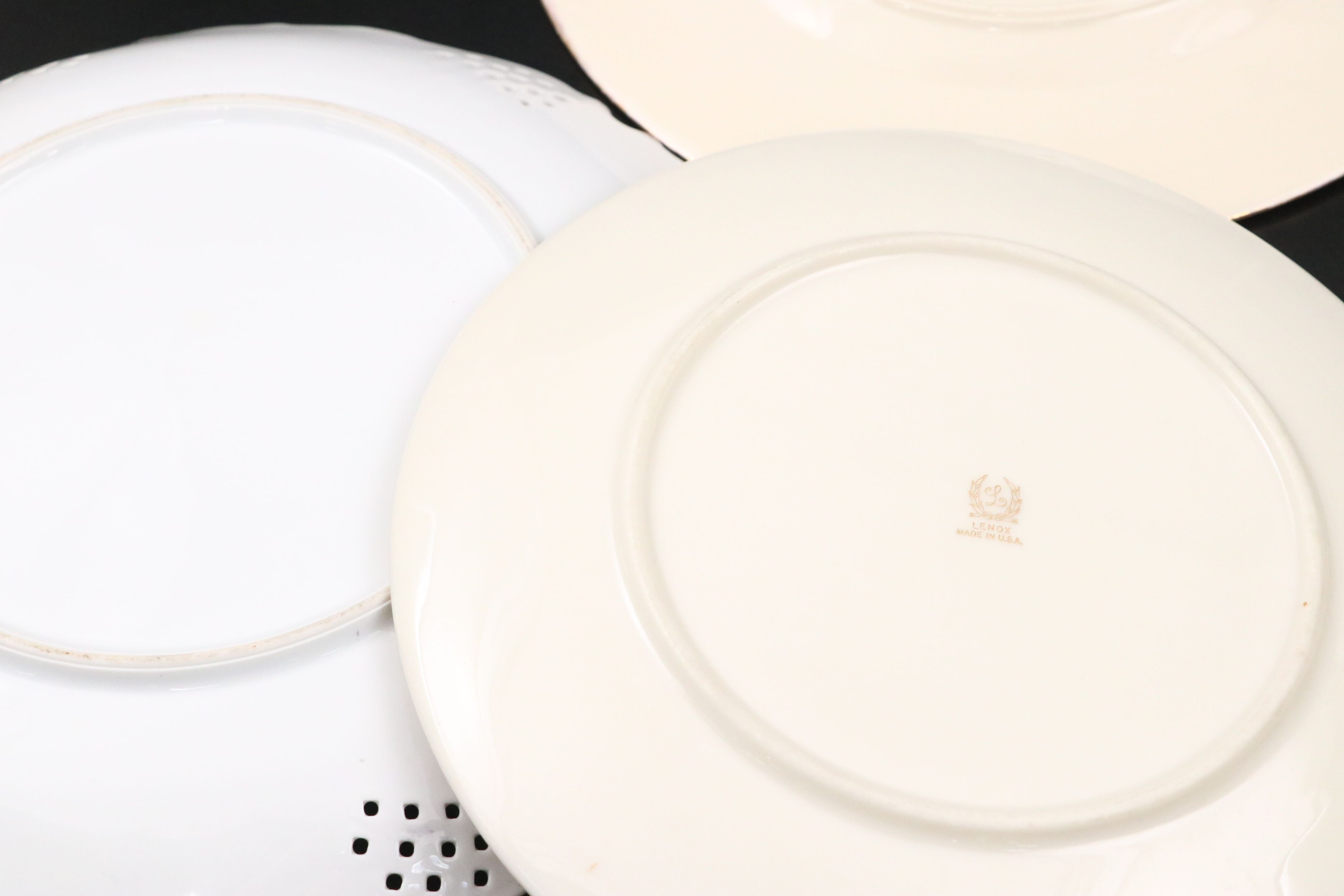 Hand-Painted Porcelain Serveware and Gilt Tumblers