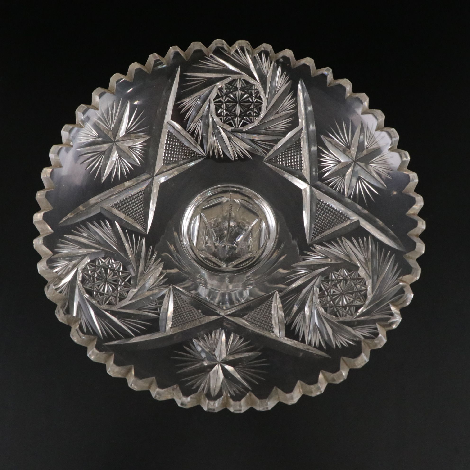 American Brilliant Crystal Compote, Vases & Bowl