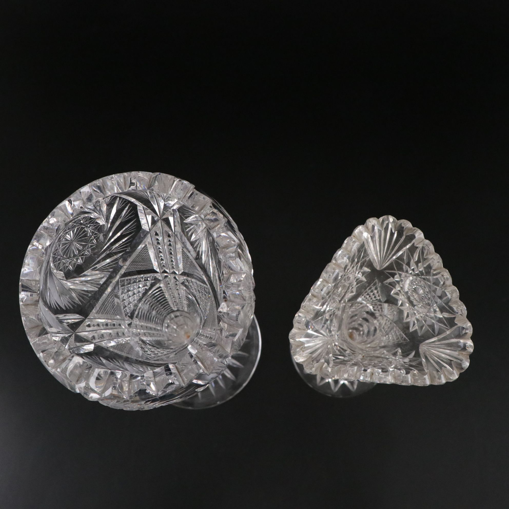 American Brilliant Crystal Compote, Vases & Bowl