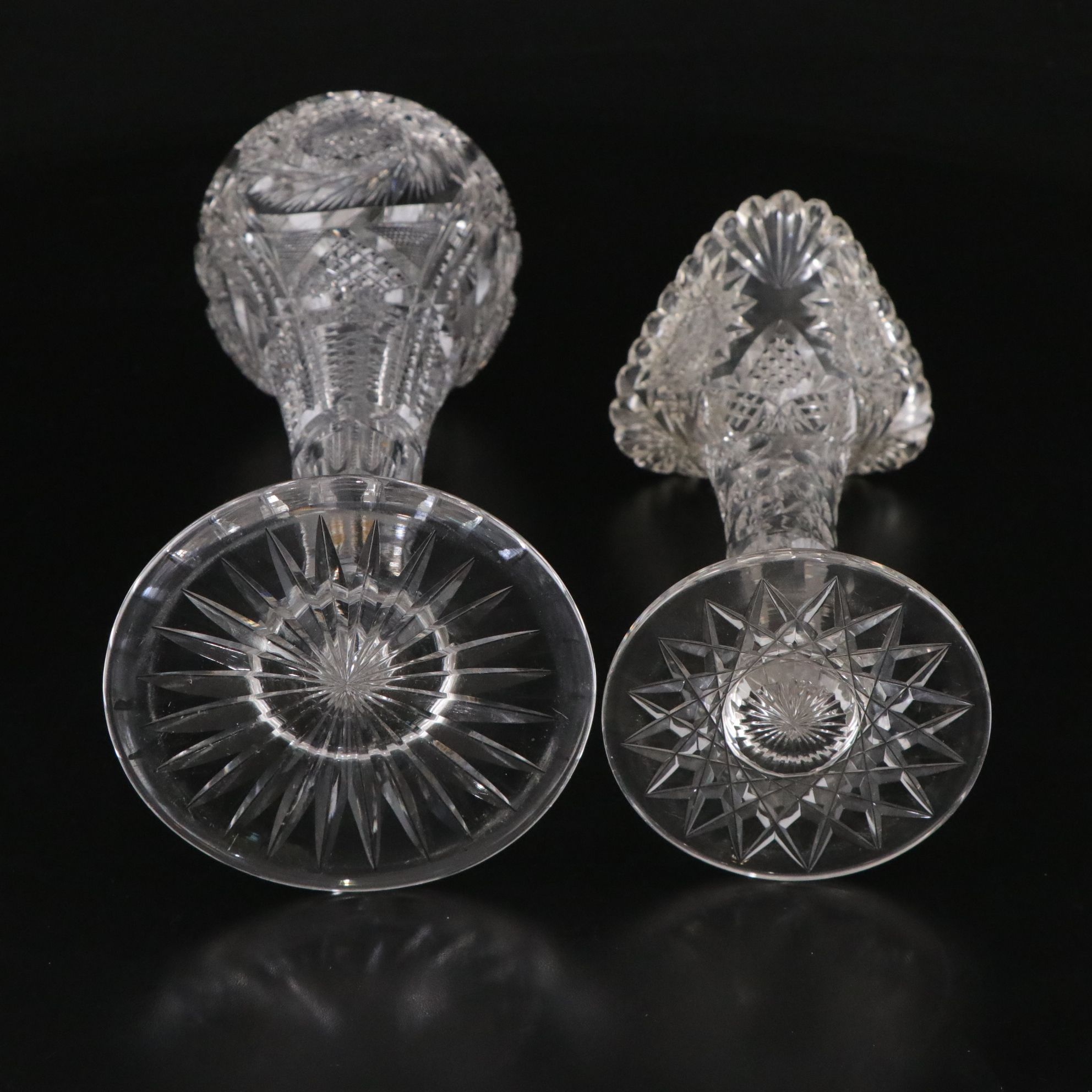 American Brilliant Crystal Compote, Vases & Bowl