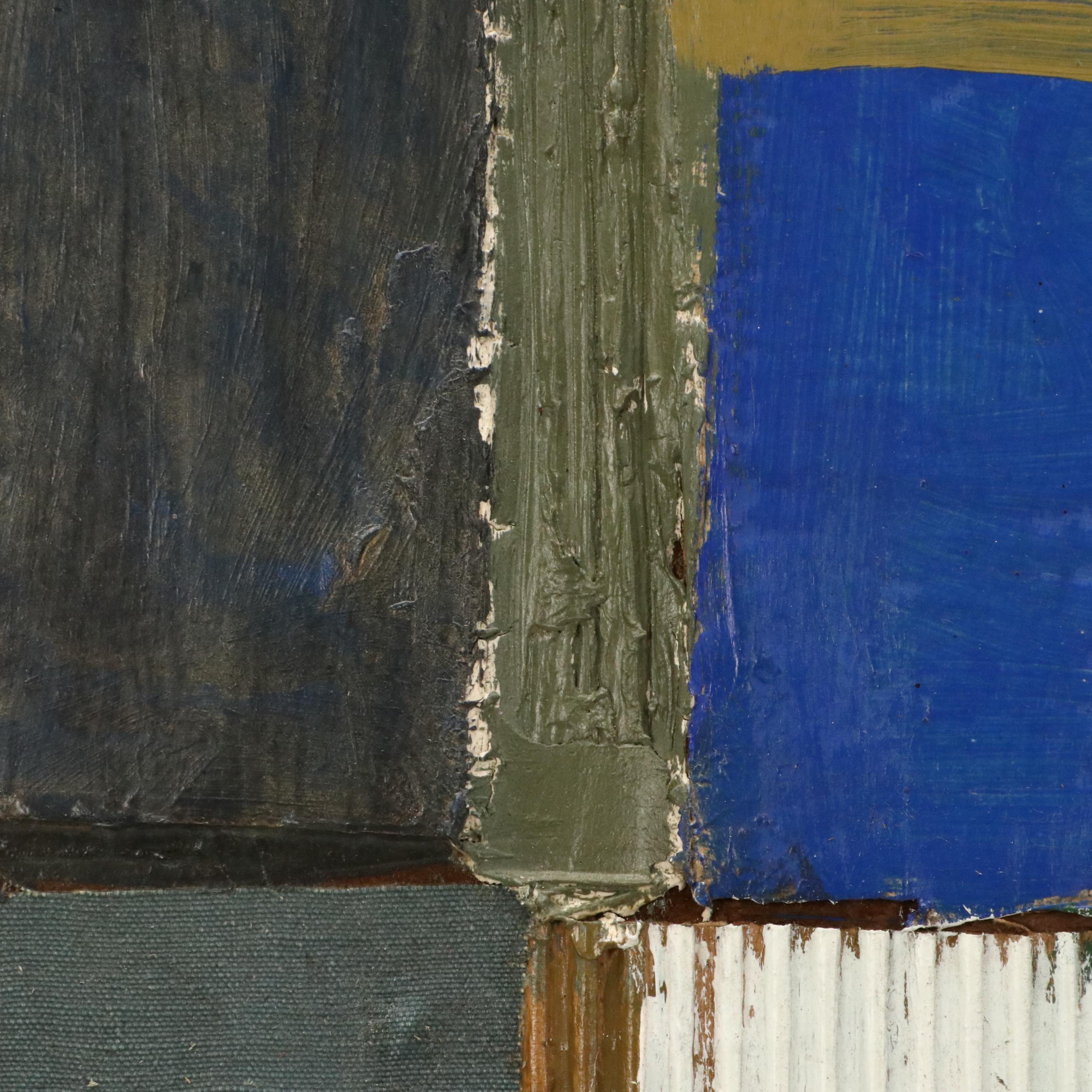 Robert Beaven Geometric Mixed Media Painting "Sea Coast Village"