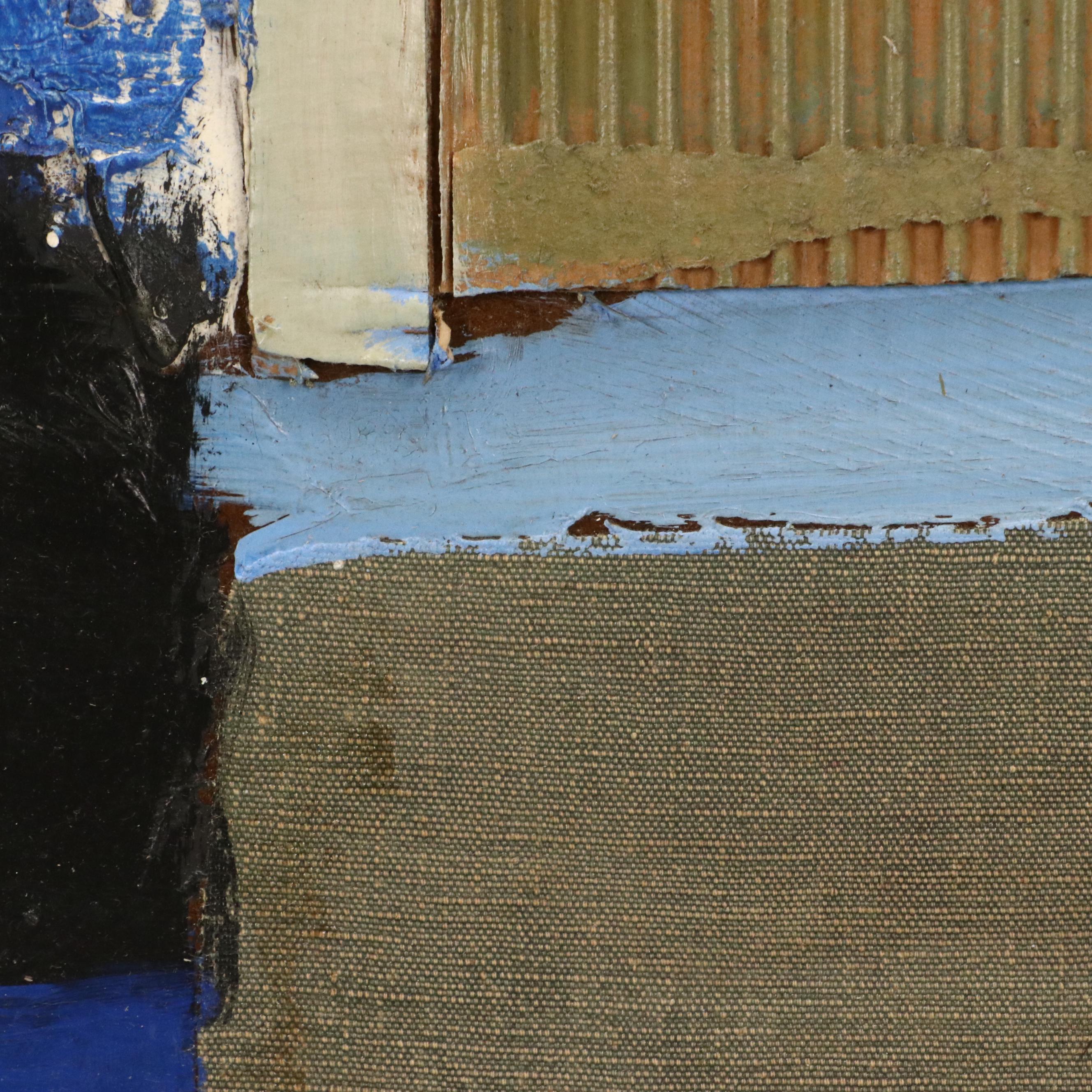 Robert Beaven Geometric Mixed Media Painting "Sea Coast Village"