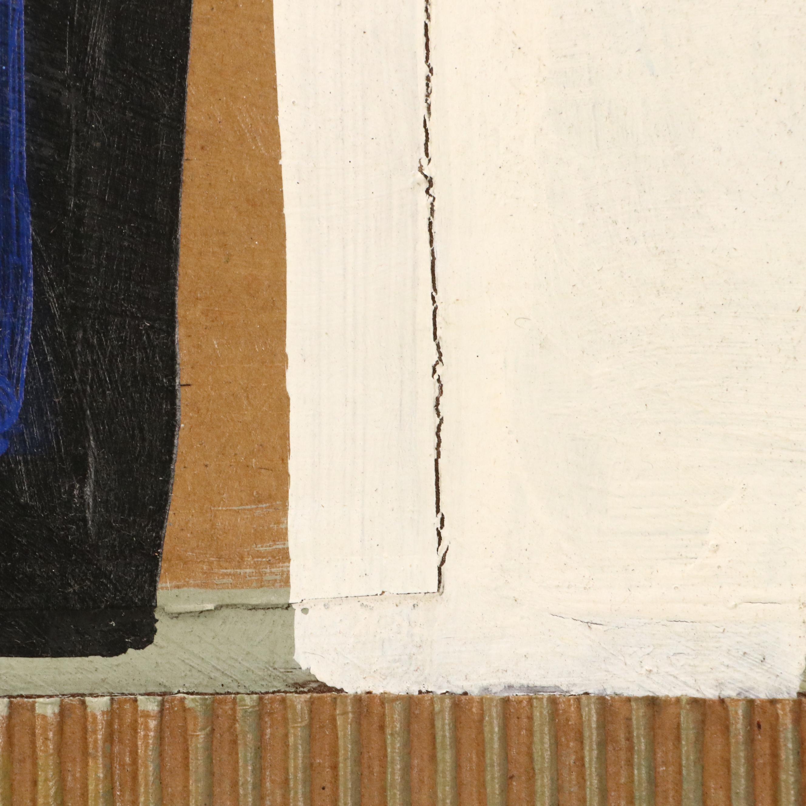 Robert Beaven Geometric Mixed Media Painting "Sea Coast Village"