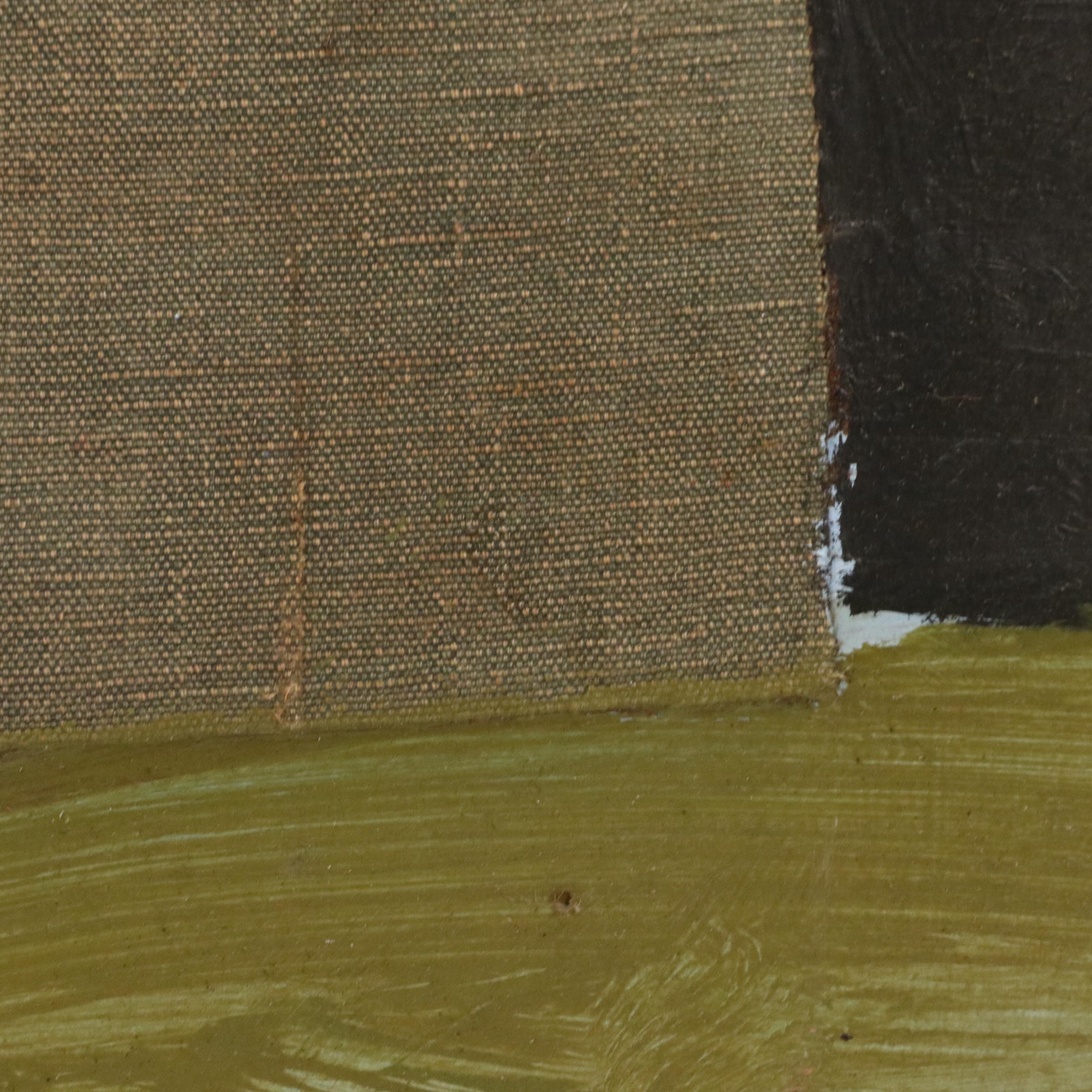 Robert Beaven Geometric Mixed Media Painting "Sea Coast Village"