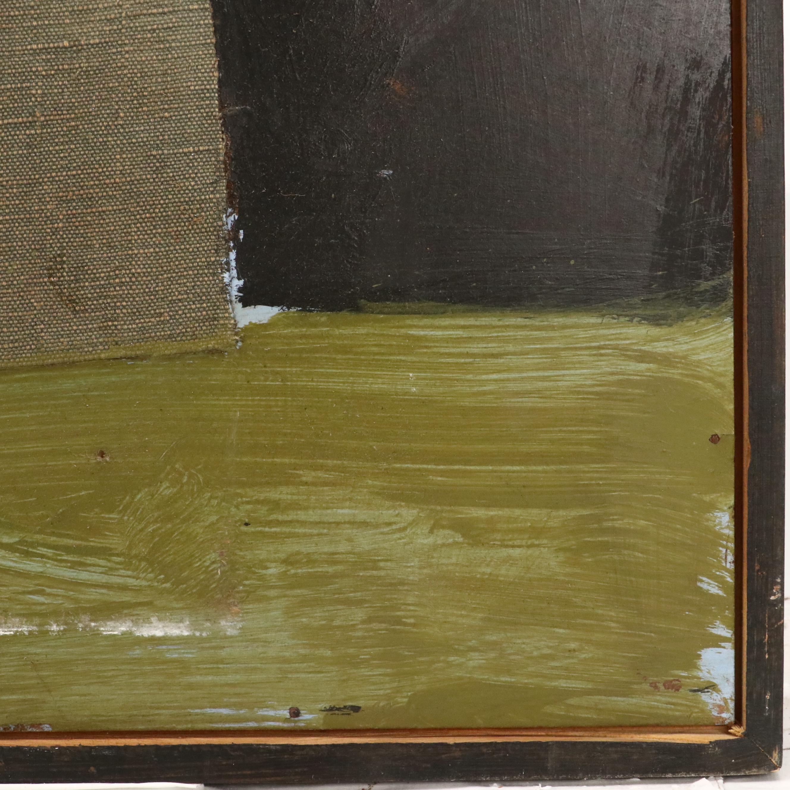 Robert Beaven Geometric Mixed Media Painting "Sea Coast Village"