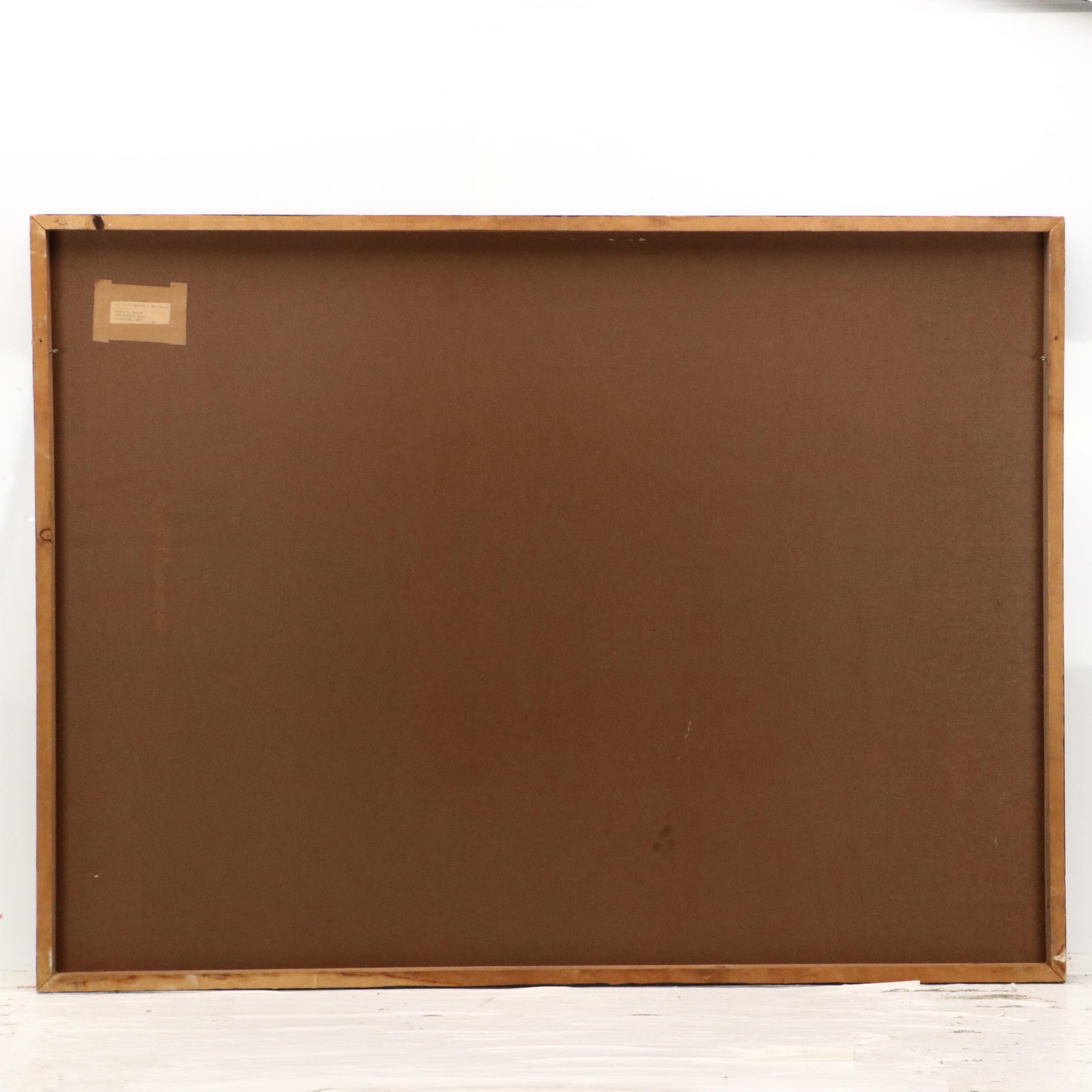 Robert Beaven Geometric Mixed Media Painting "Sea Coast Village"