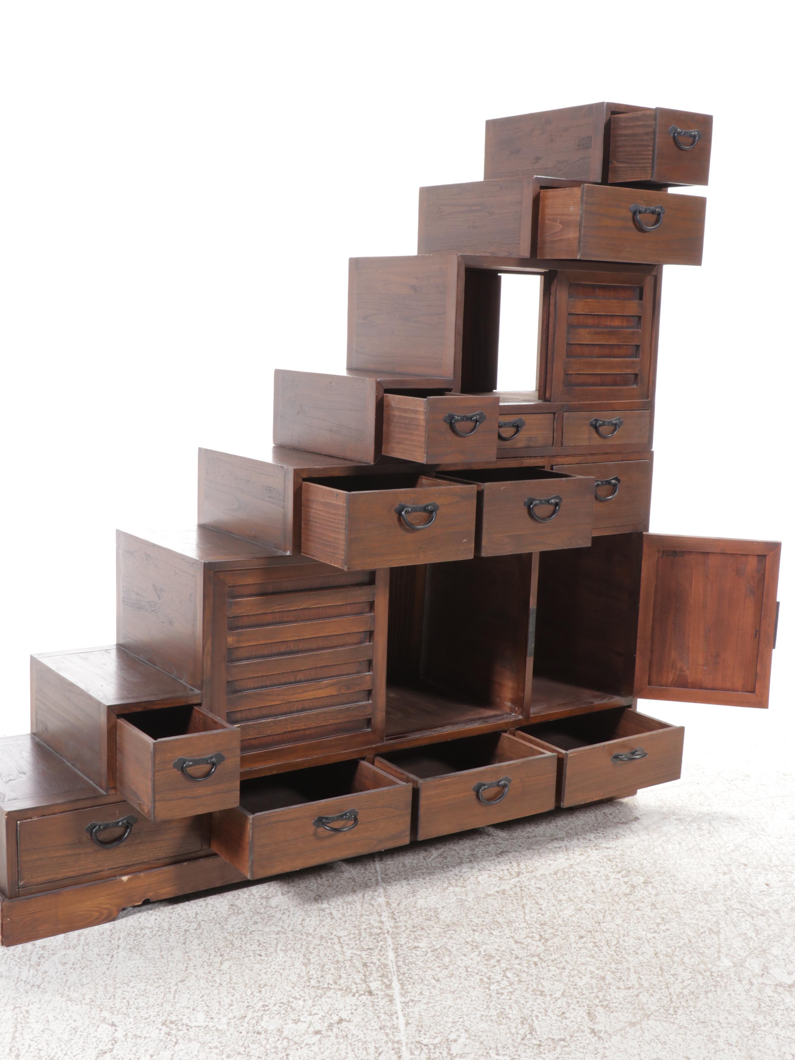 Japanese Tansu Step Cabinet, Late 20th/Early 21st Century