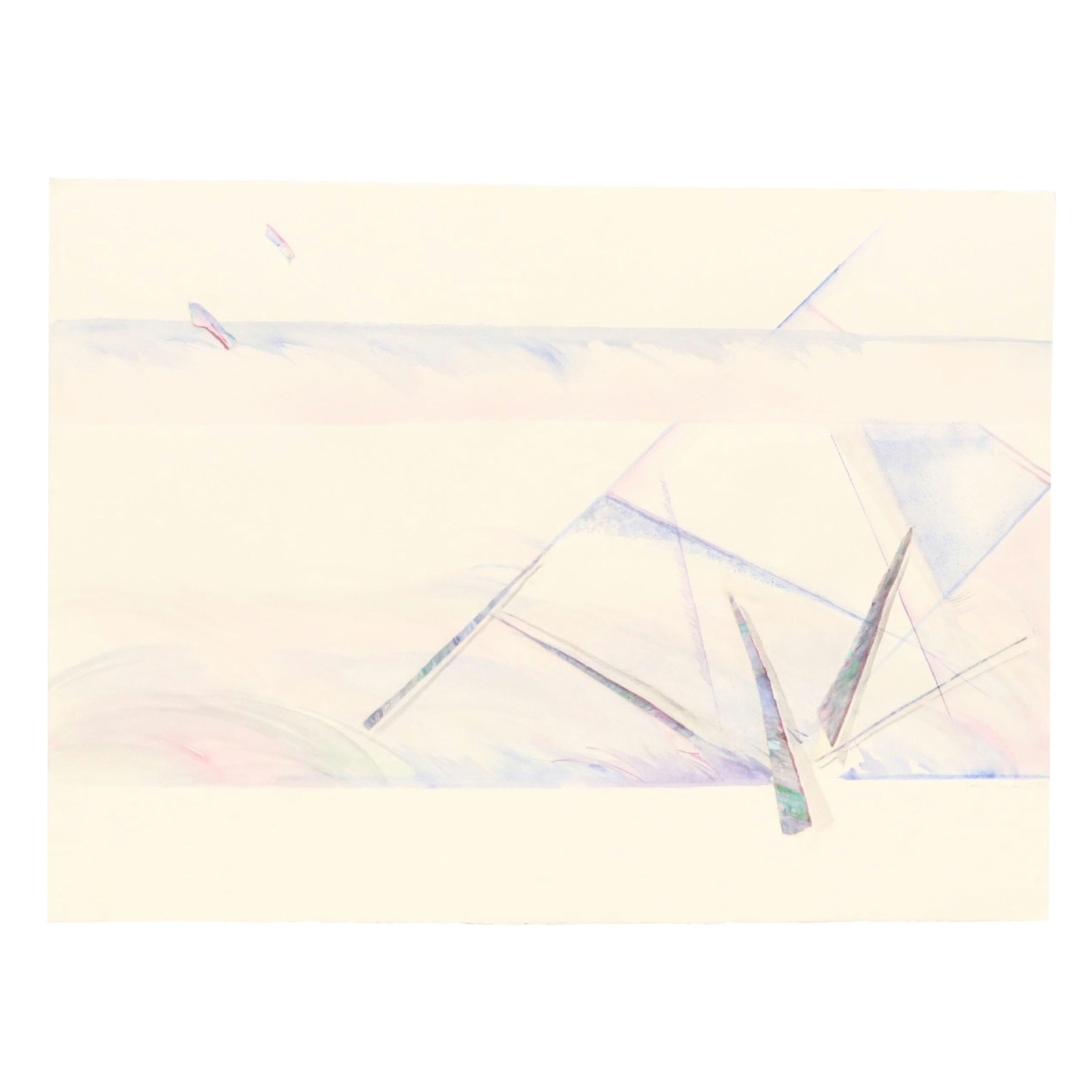 Susan Snyder Abstract Diptych Watercolor Painting, 1986