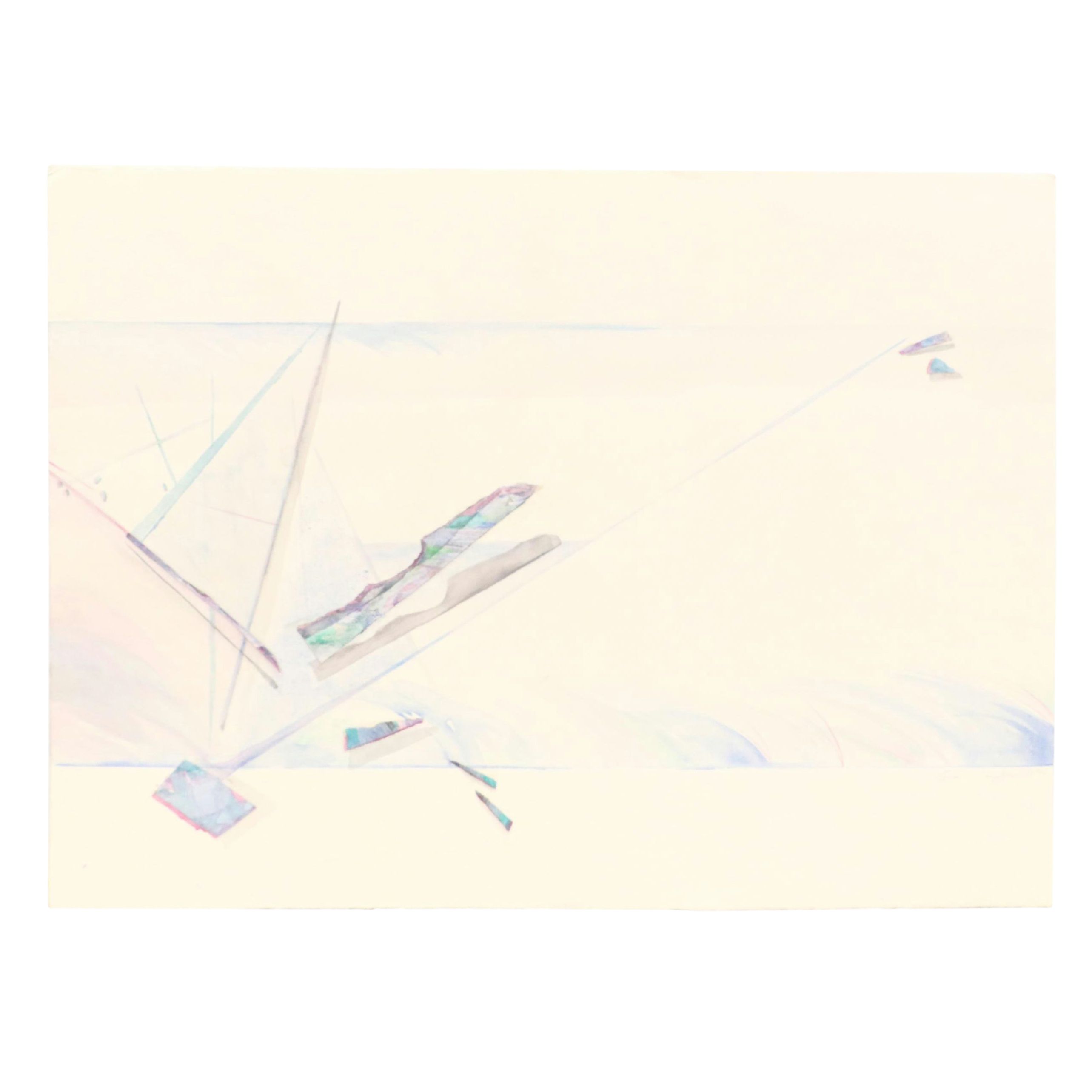 Susan Snyder Abstract Diptych Watercolor Painting, 1986