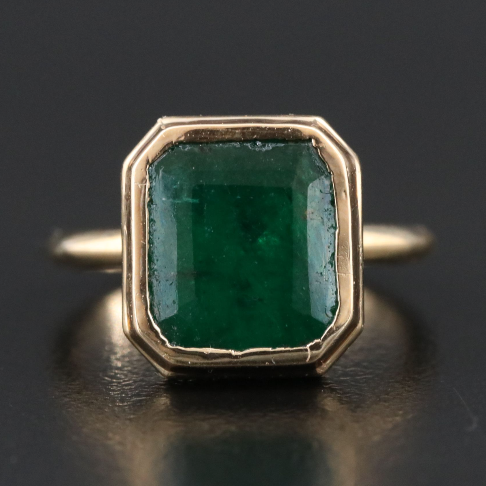 14K 5.72 CT Emerald Solitaire Ring