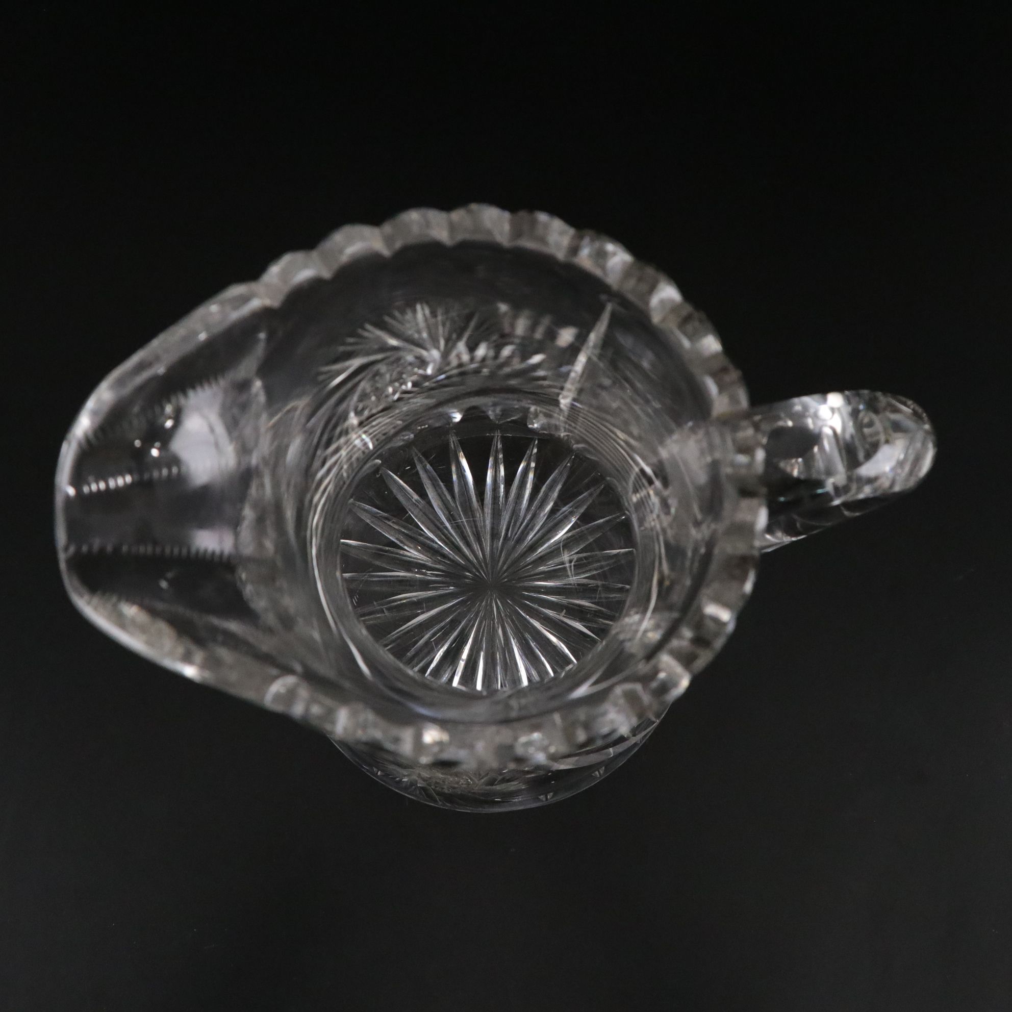 American Brilliant Cut Crystal Pinwheel Pitcher and Glasses