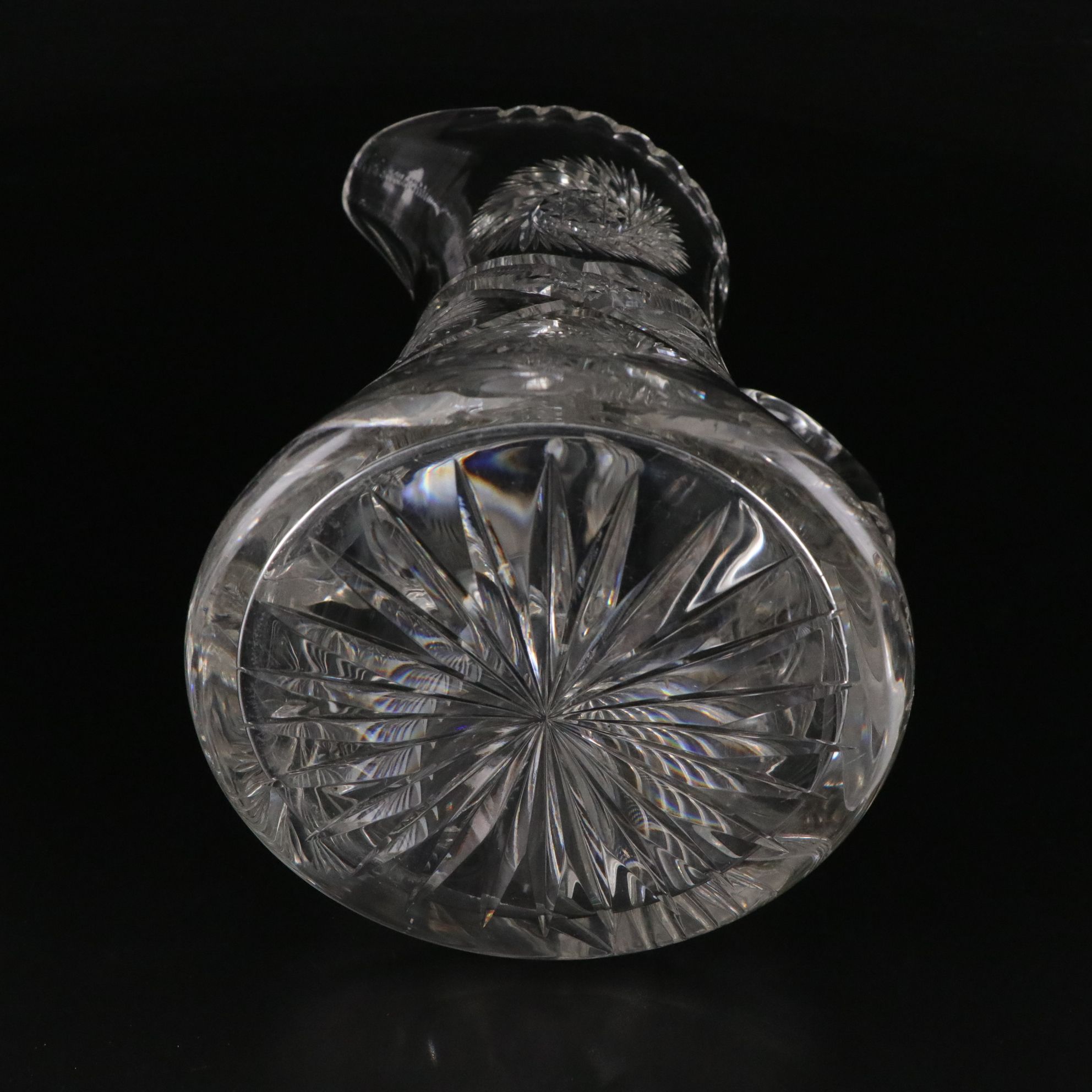 American Brilliant Cut Crystal Pinwheel Pitcher and Glasses