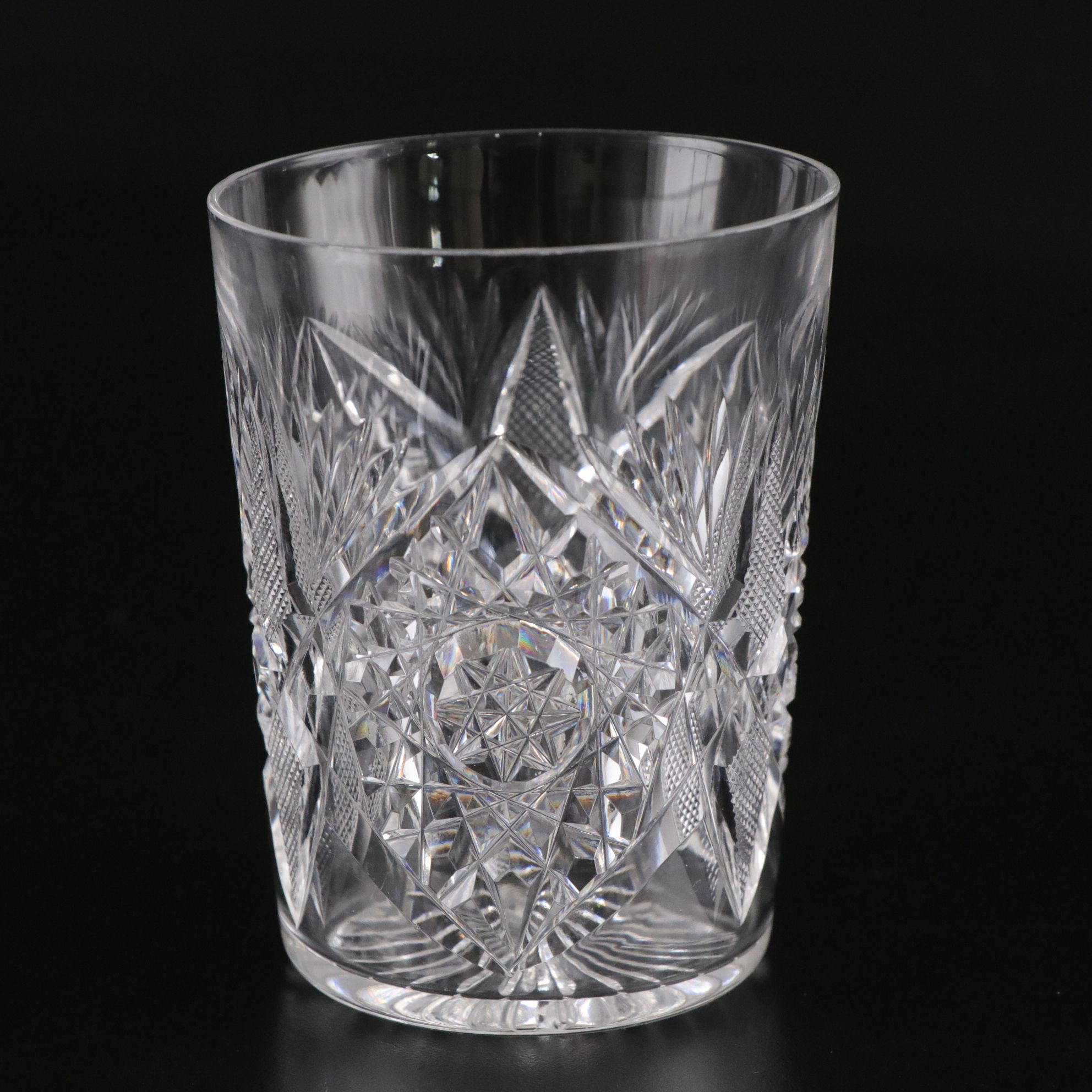 American Brilliant Cut Crystal Pinwheel Pitcher and Glasses