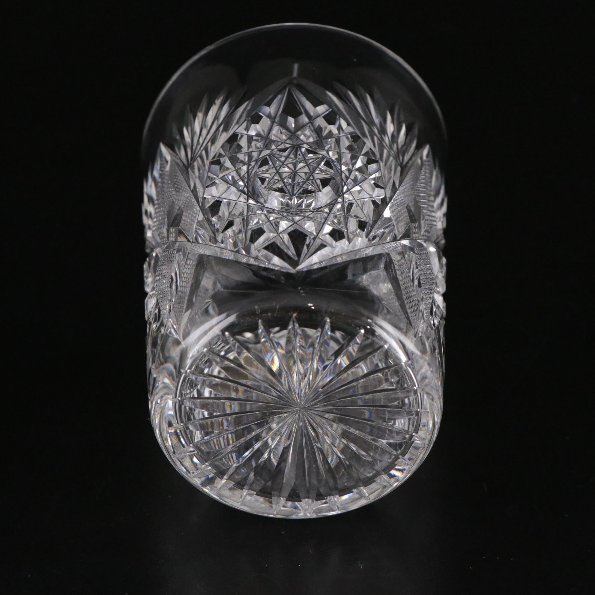 American Brilliant Cut Crystal Pinwheel Pitcher and Glasses