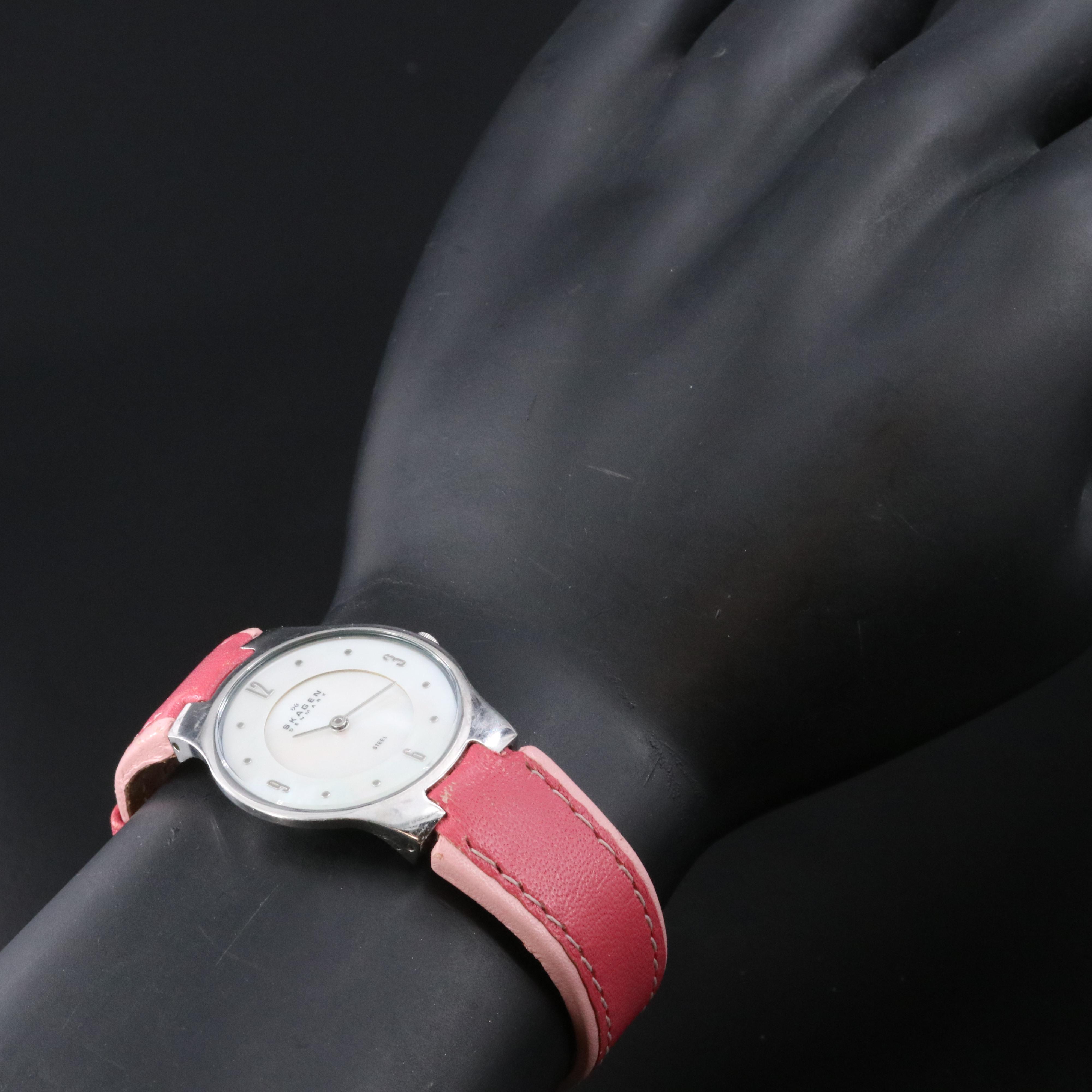 Skagen Denmark Steel Mother-of-Pearl Dial Slim Quartz Watch